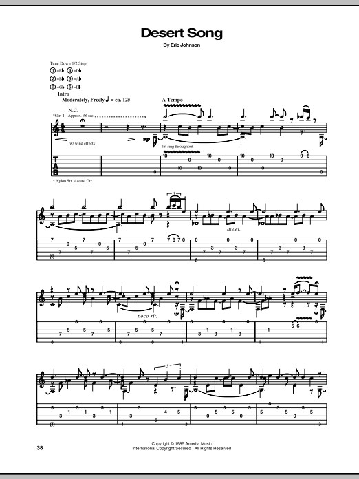 Eric Johnson The Desert Song Sheet Music Notes & Chords for Guitar Tab - Download or Print PDF