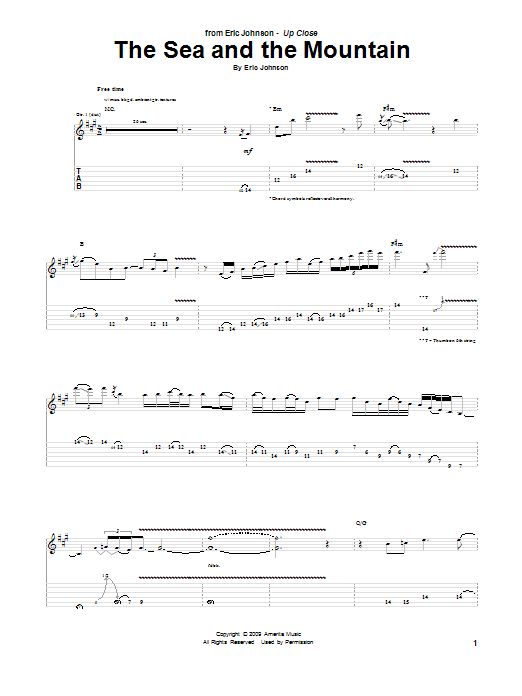 Eric Johnson The Sea And The Mountain Sheet Music Notes & Chords for Guitar Tab - Download or Print PDF