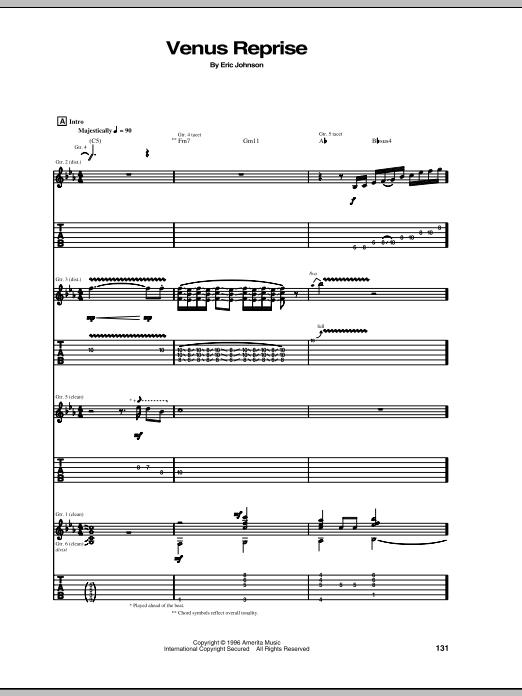 Eric Johnson Venus Reprise Sheet Music Notes & Chords for Guitar Tab - Download or Print PDF