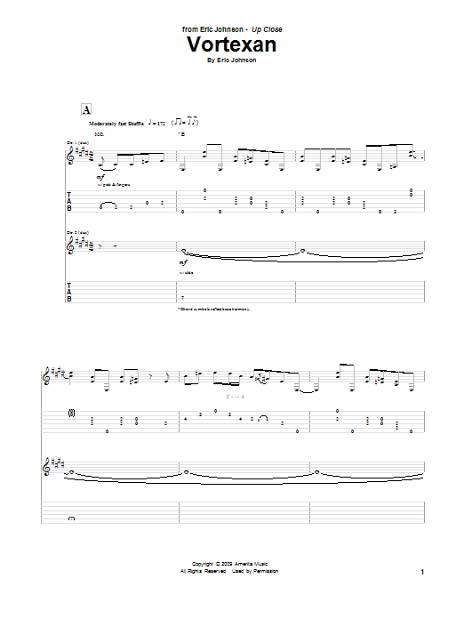 Eric Johnson Vortexan Sheet Music Notes & Chords for Guitar Tab - Download or Print PDF