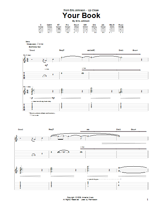 Eric Johnson Your Book Sheet Music Notes & Chords for Guitar Tab - Download or Print PDF