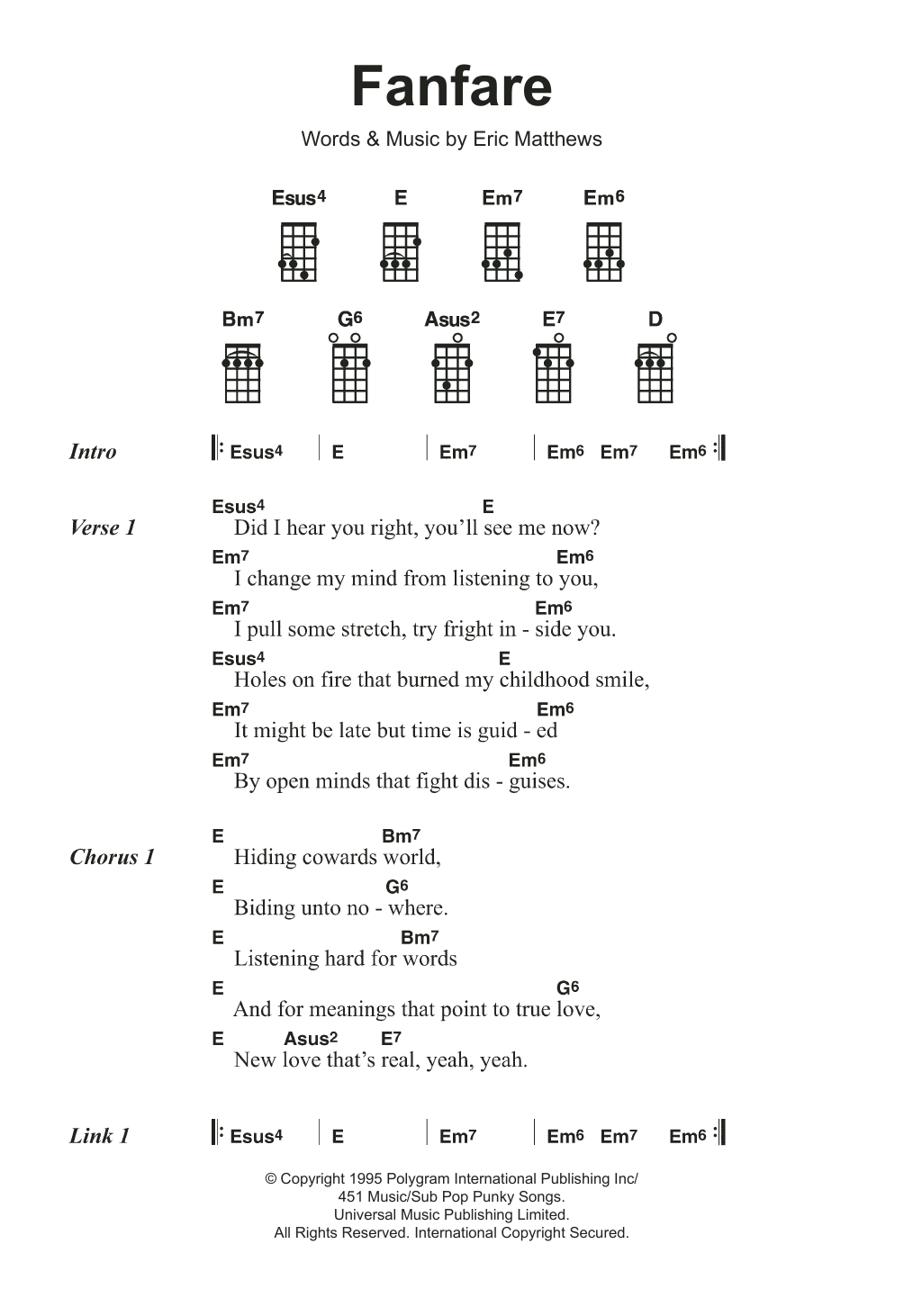 Eric Matthews Fanfare Sheet Music Notes & Chords for Ukulele - Download or Print PDF