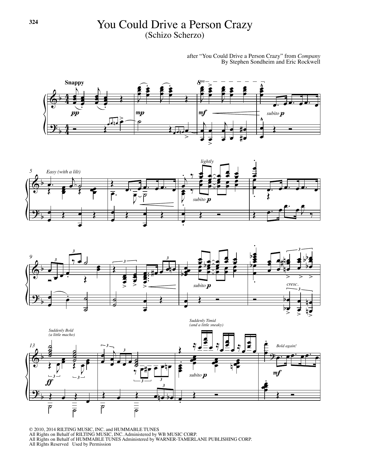 Eric Rockwell You Could Drive A Person Crazy Sheet Music Notes & Chords for Piano - Download or Print PDF