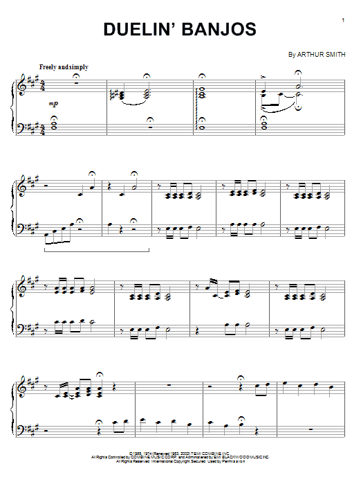Eric Weissberg & Steve Mandell Duelin' Banjos Sheet Music Notes & Chords for Piano - Download or Print PDF