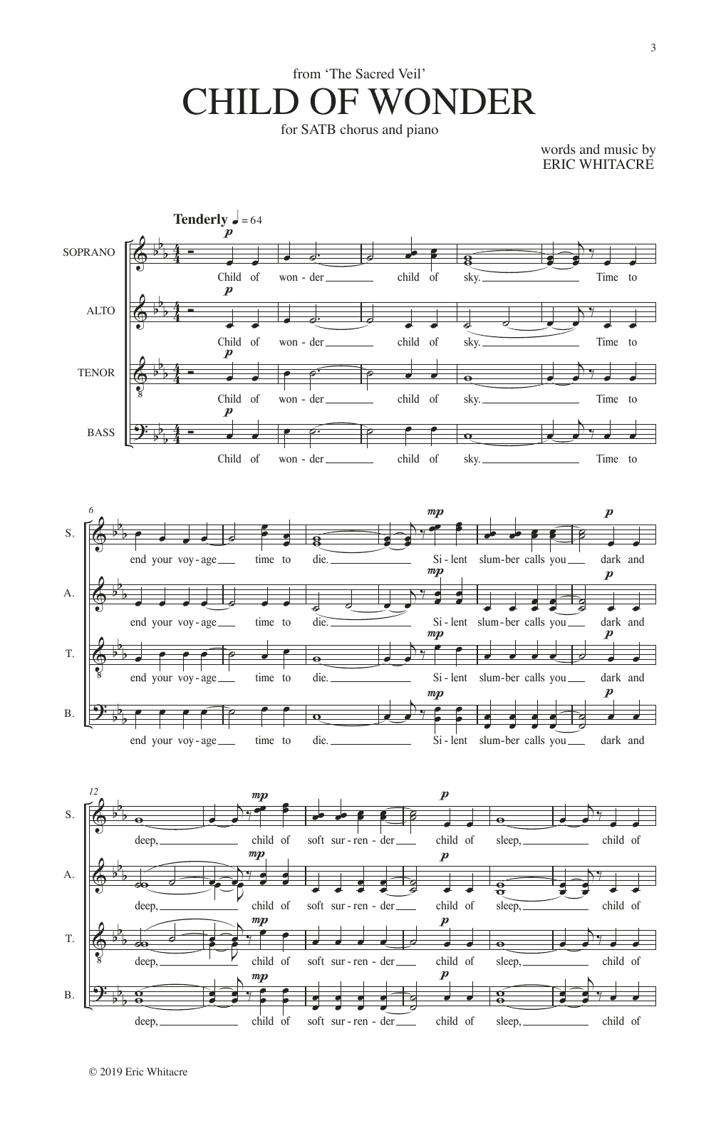 Eric Whitacre Child Of Wonder (from The Sacred Veil) Sheet Music Notes & Chords for SATB Choir - Download or Print PDF