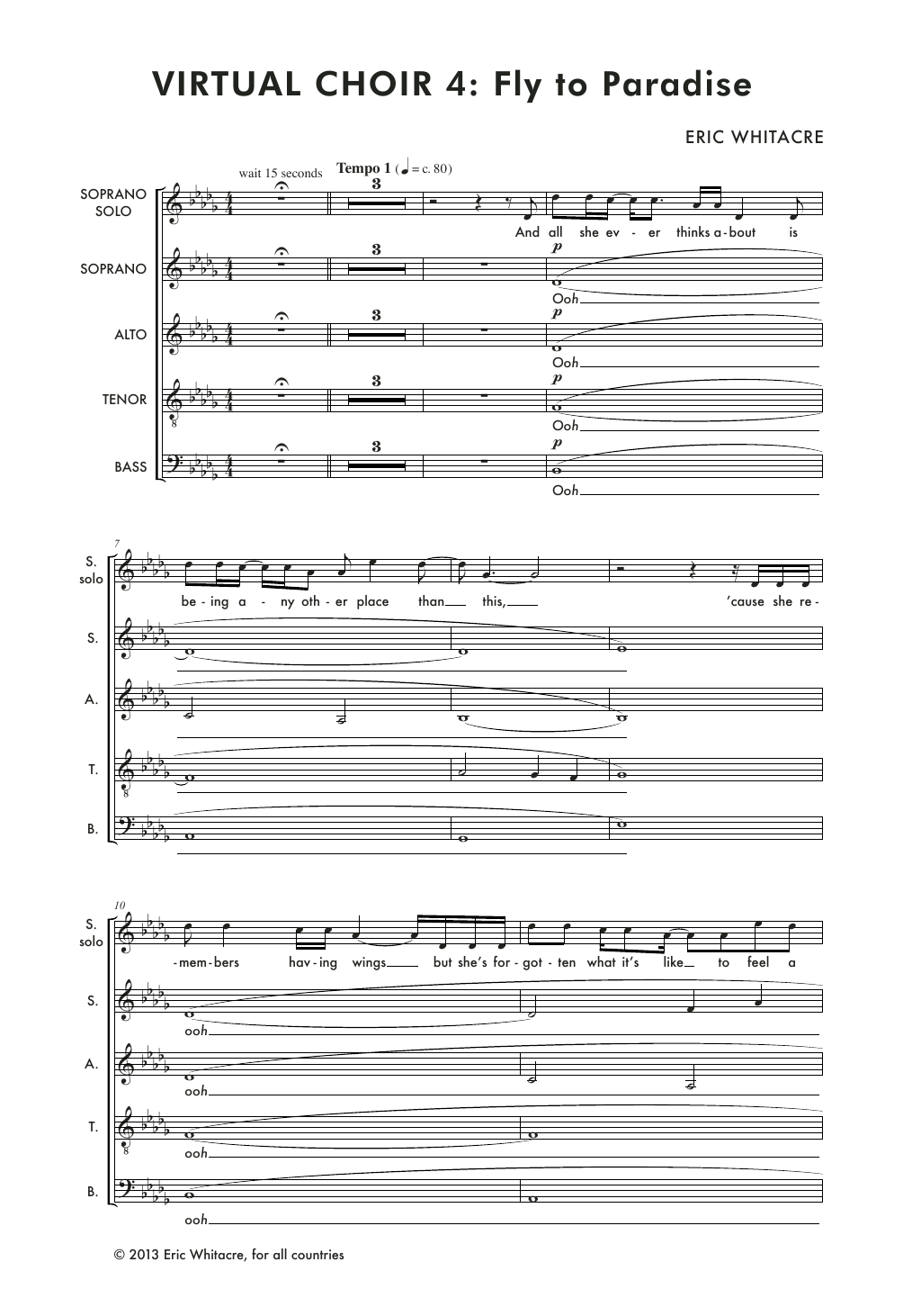 Eric Whitacre Fly To Paradise Sheet Music Notes & Chords for SATB - Download or Print PDF
