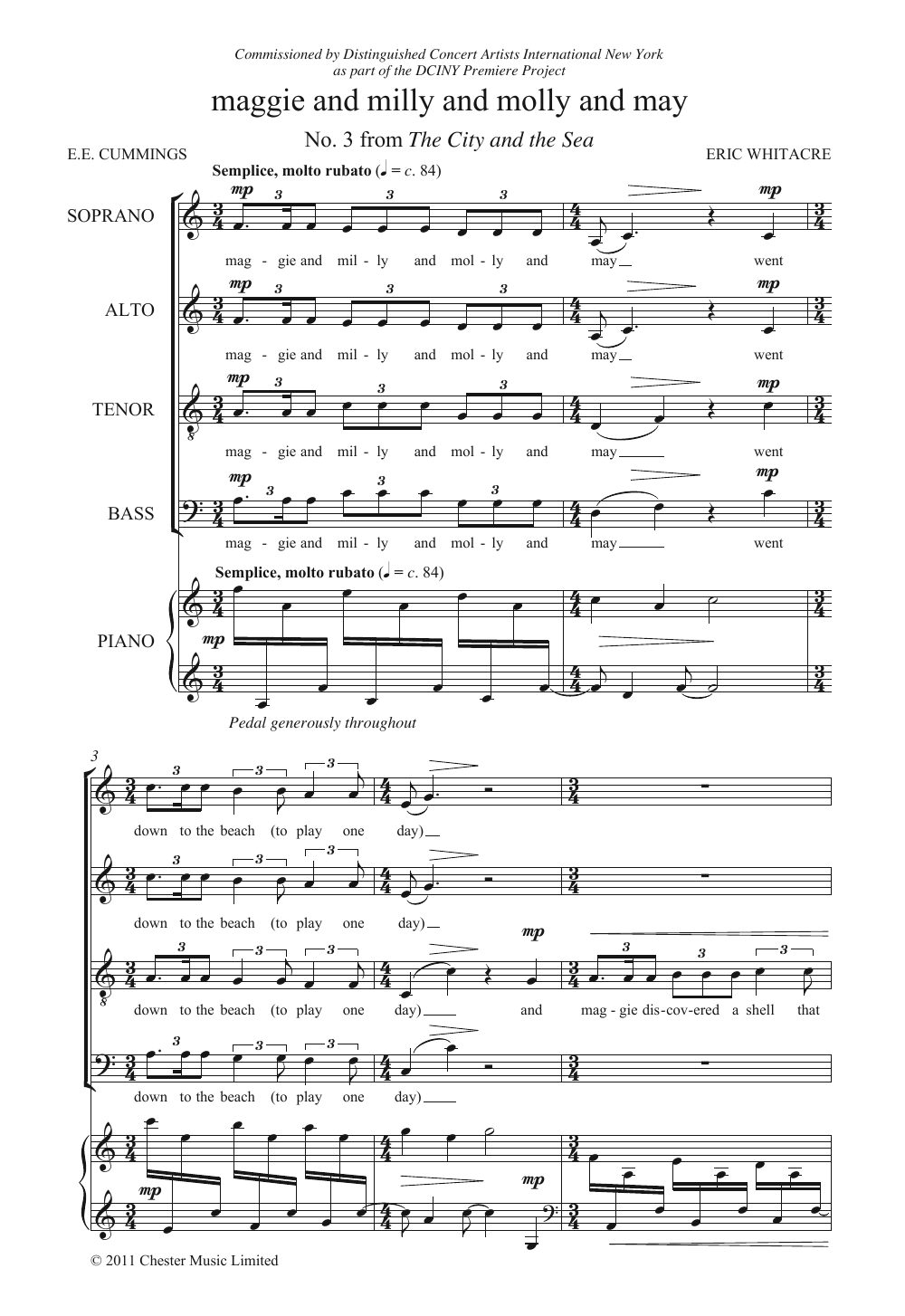 Eric Whitacre Maggie And Milly And Molly And May (From 'The City And The Sea') Sheet Music Notes & Chords for SATB - Download or Print PDF