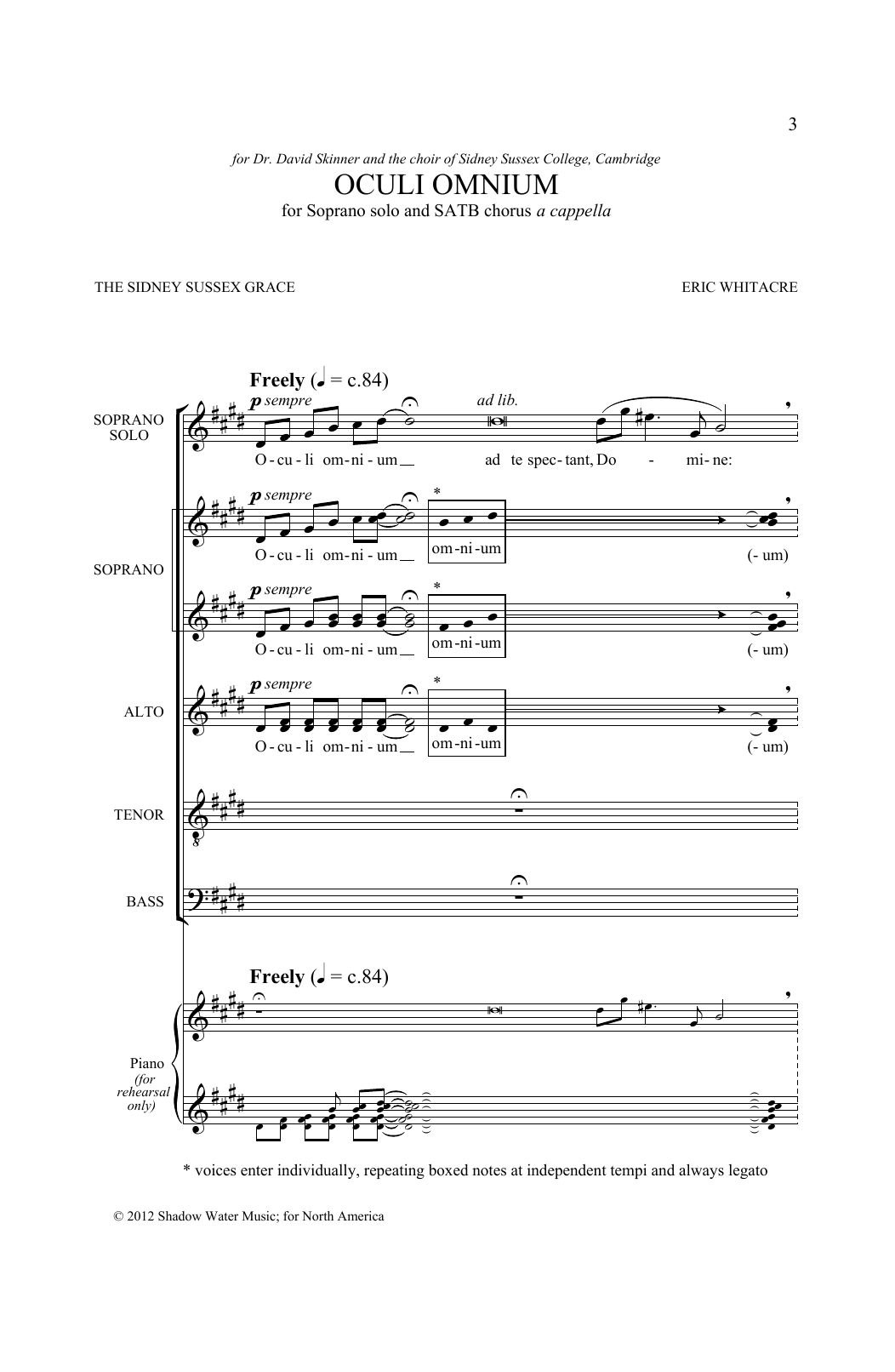 Eric Whitacre Oculi Omnium Sheet Music Notes & Chords for Choir - Download or Print PDF