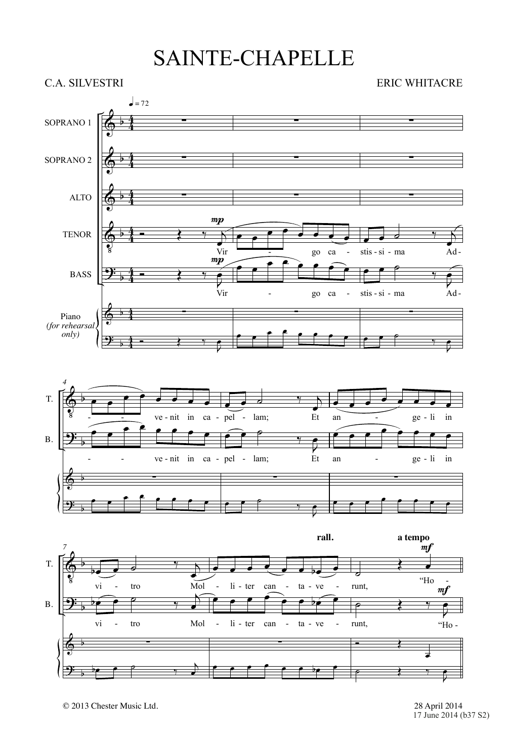 Eric Whitacre Sainte-Chapelle Sheet Music Notes & Chords for Choral SSAATTBB - Download or Print PDF
