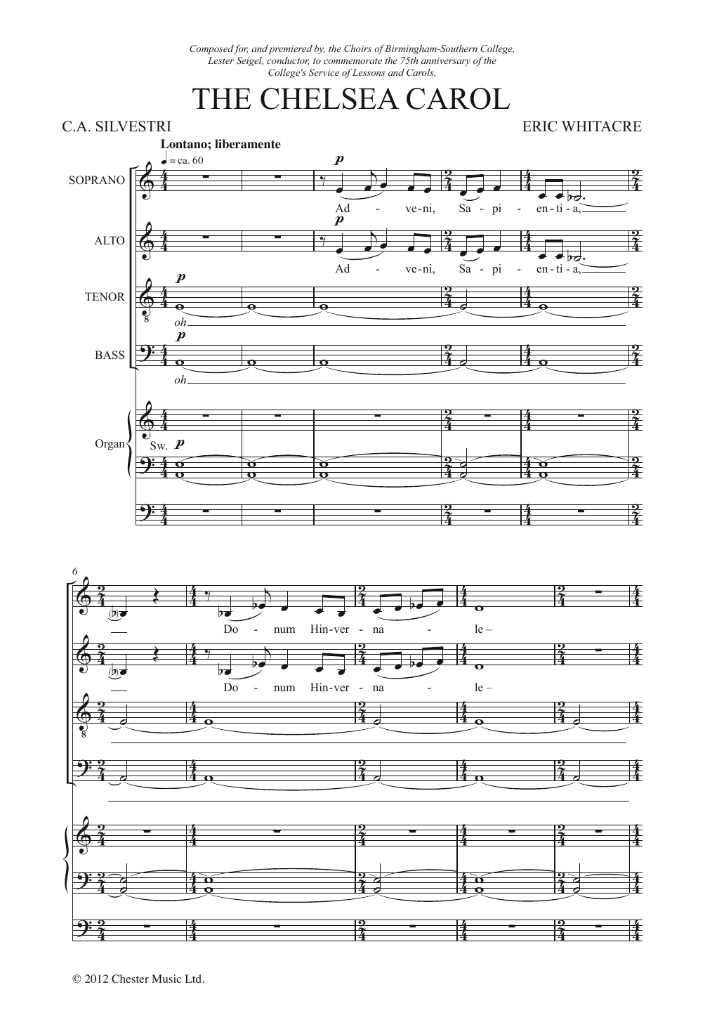 Eric Whitacre The Chelsea Carol Sheet Music Notes & Chords for SATB - Download or Print PDF