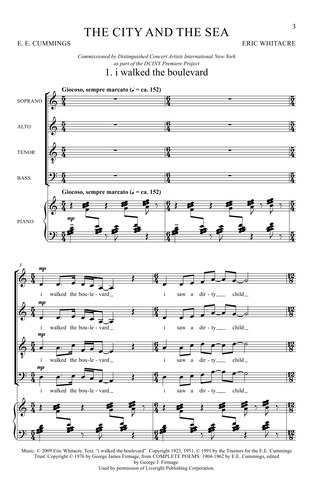 Eric Whitacre The City and the Sea Sheet Music Notes & Chords for SATB Choir - Download or Print PDF