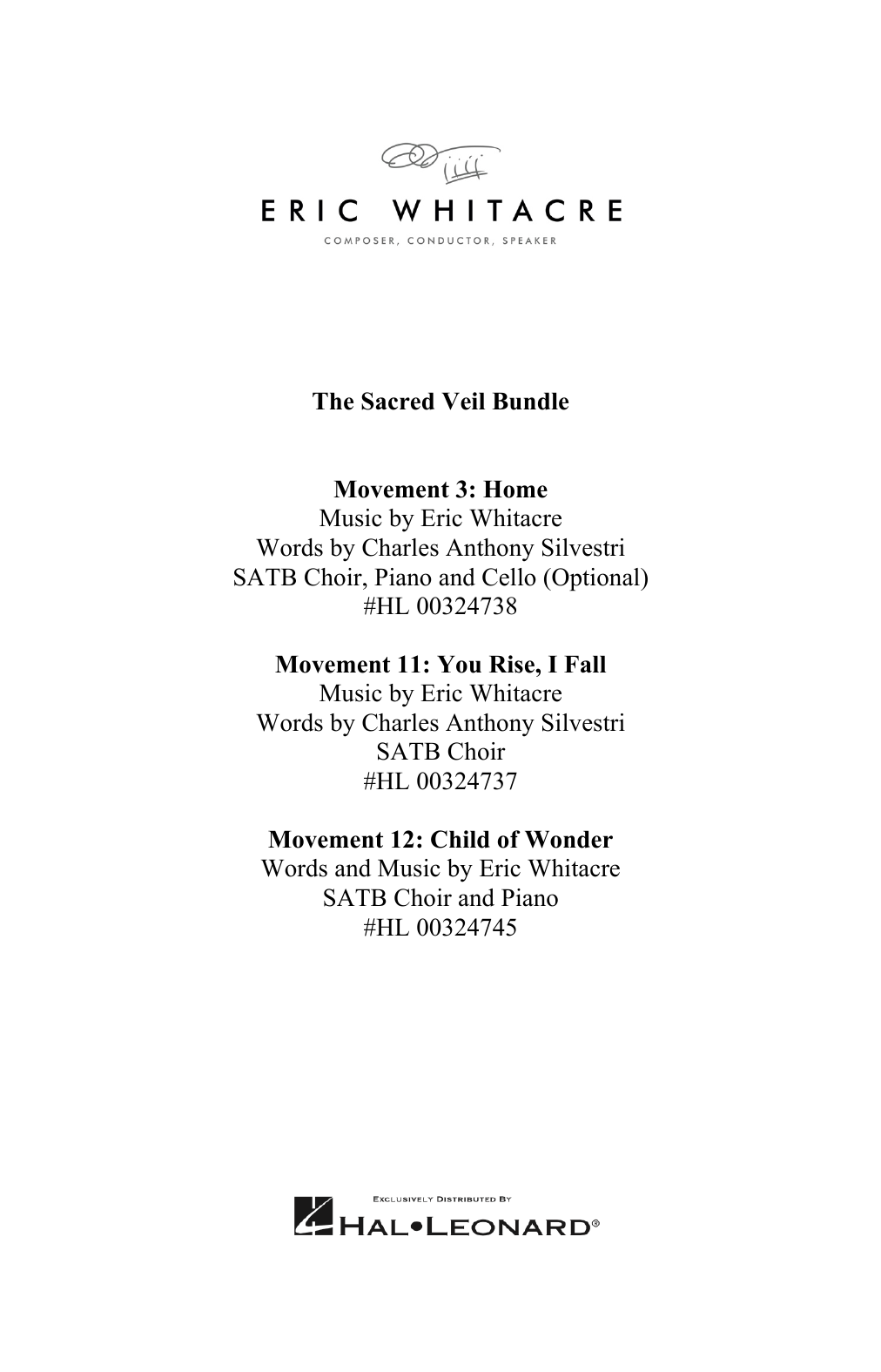 Eric Whitacre The Sacred Veil Bundle (