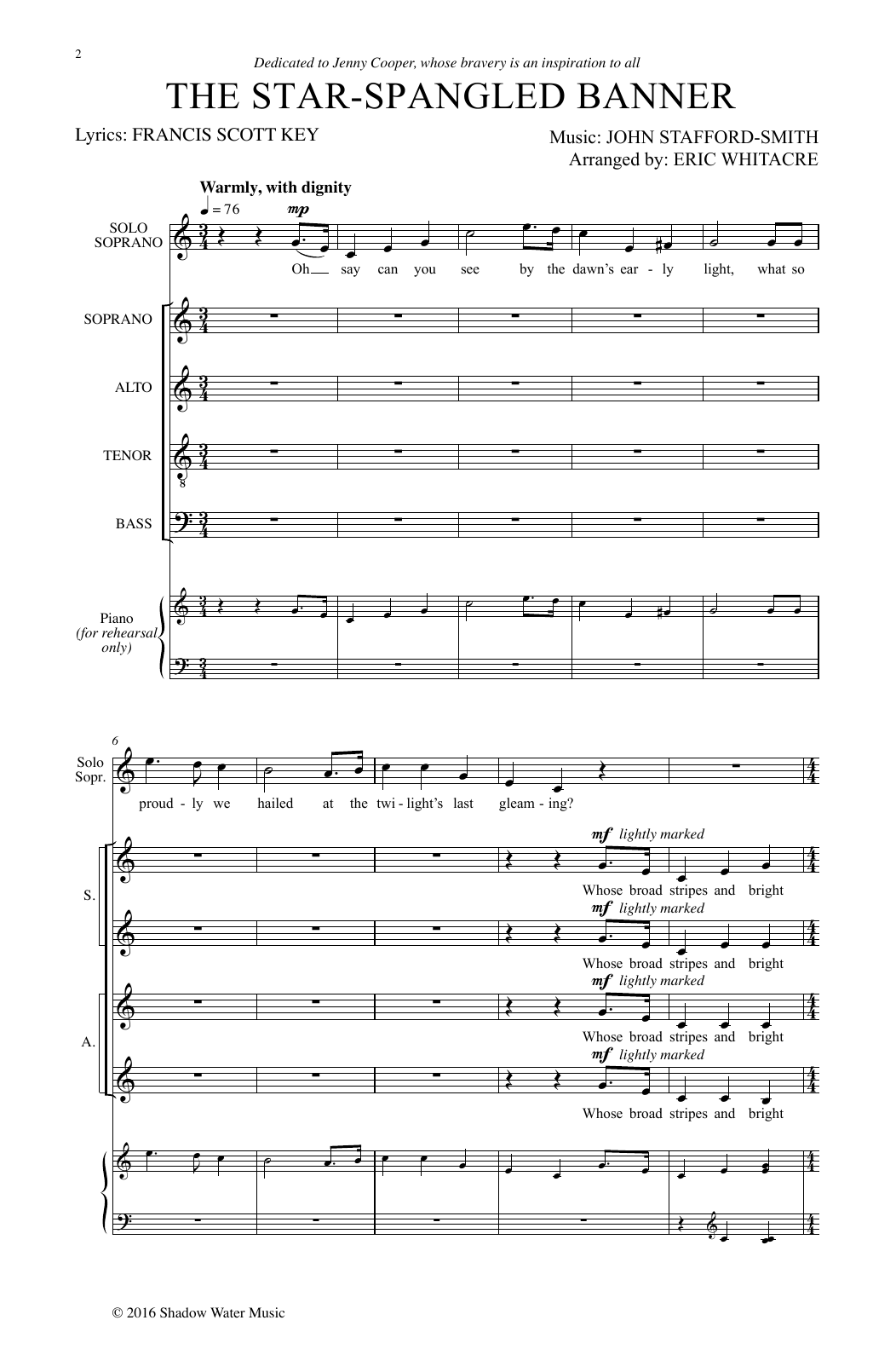 Eric Whitacre The Star-Spangled Banner Sheet Music Notes & Chords for SATB - Download or Print PDF