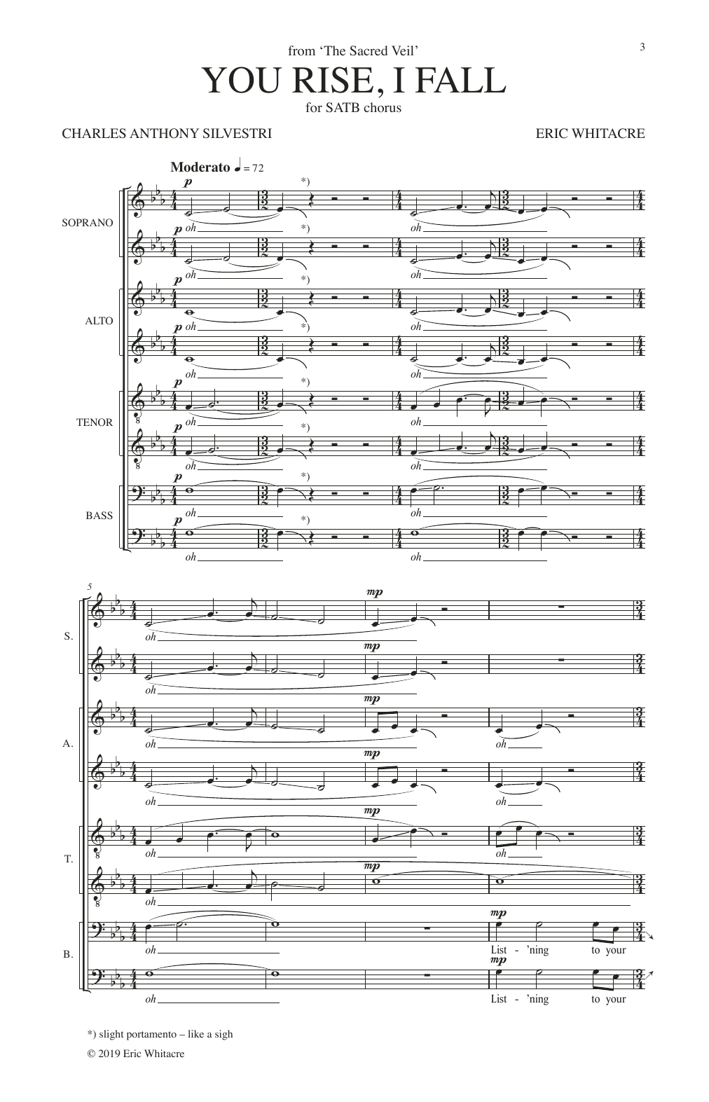 Eric Whitacre You Rise, I Fall (from The Sacred Veil) Sheet Music Notes & Chords for SATB Choir - Download or Print PDF