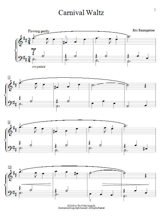 Preview Eric Baumgartner Carnival Waltz Children sheet music, notes and chords for Educational Piano, SKU: 71565 Carnival Waltz sheet music