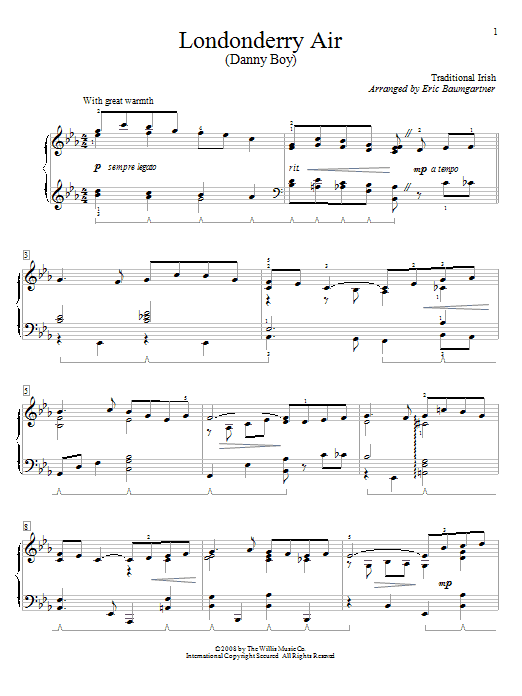 Preview Eric Baumgartner Londonderry Air World sheet music, notes and chords for Educational Piano, SKU: 63619 Londonderry Air sheet music