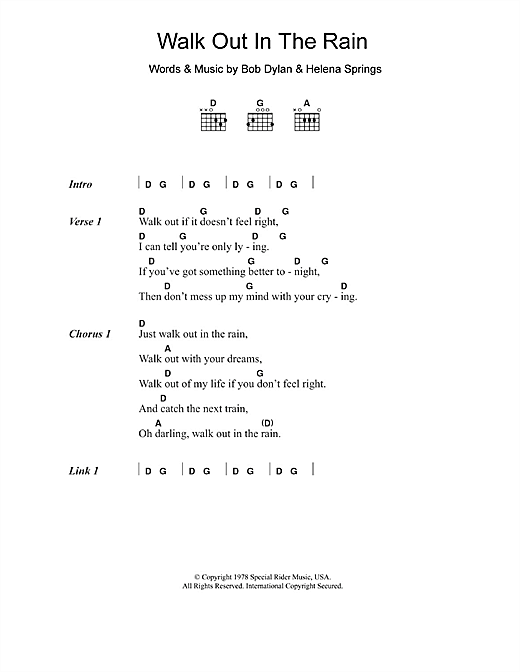 Eric Clapton Walk Out In The Rain Sheet Music Notes & Chords for Lyrics & Chords - Download or Print PDF