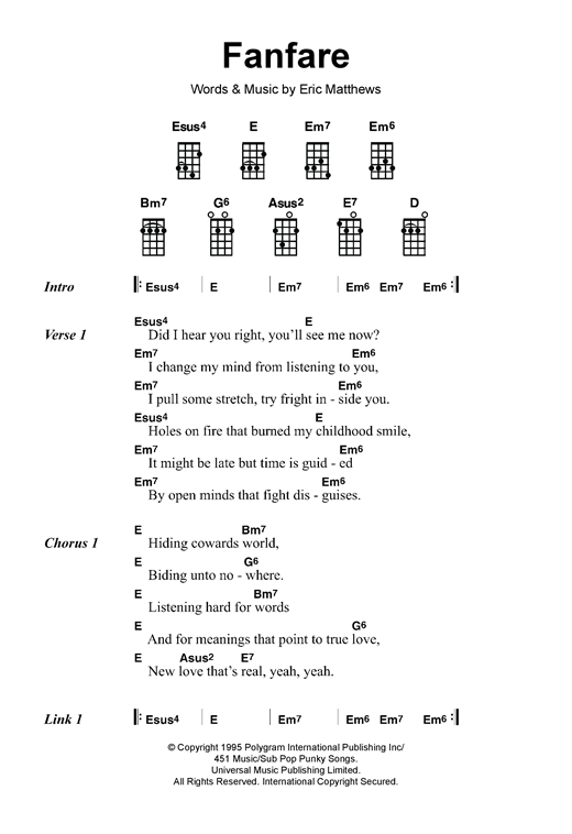 Eric Matthews Fanfare Sheet Music Notes & Chords for Ukulele - Download or Print PDF