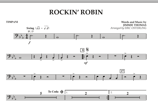 Preview Eric Osterling Rockin' Robin - Timpani Rock sheet music, notes and chords for Concert Band, SKU: 281160 Rockin' Robin - Timpani sheet music
