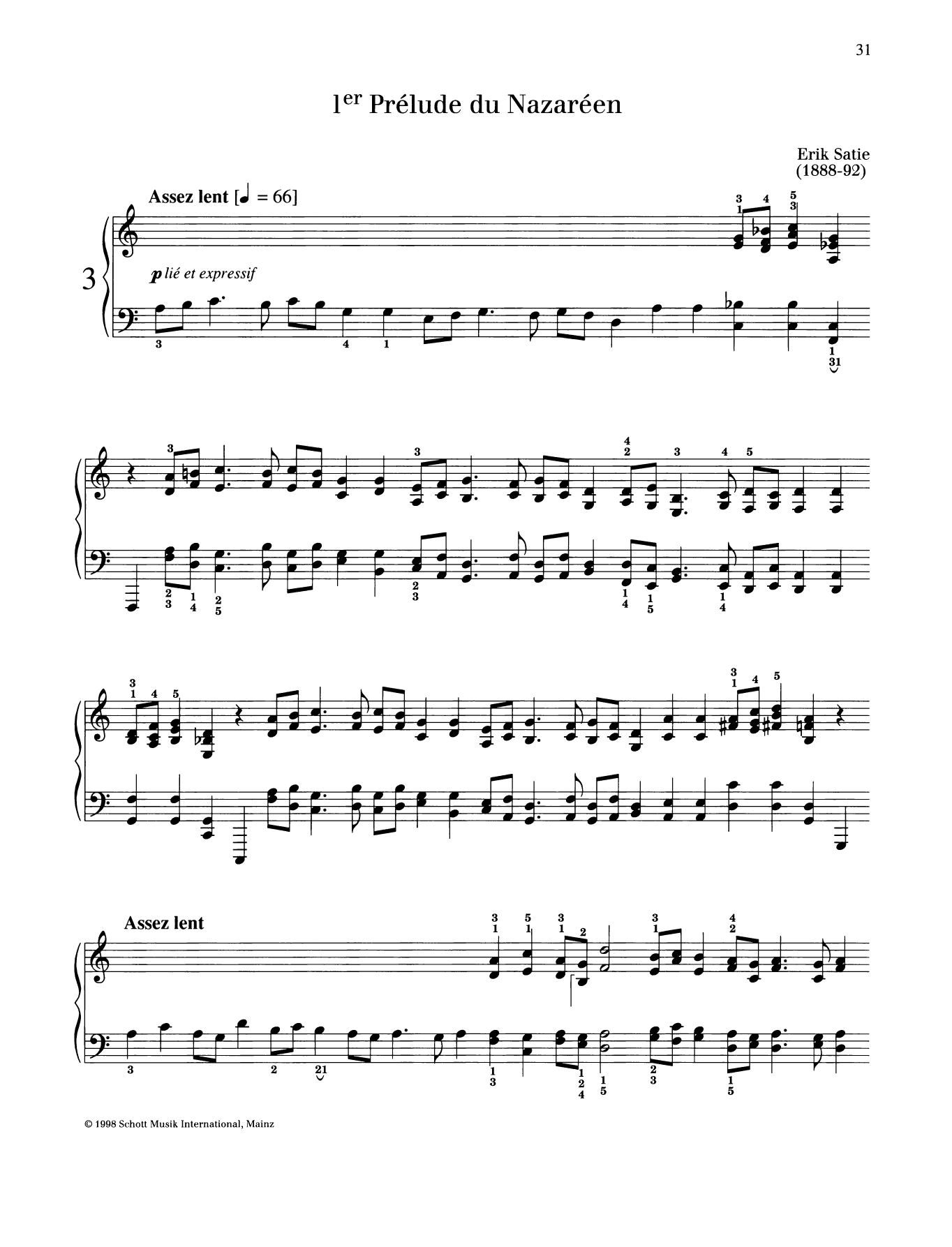 Erik Satie 1er Prelude du Nazareen Sheet Music Notes & Chords for Piano Solo - Download or Print PDF