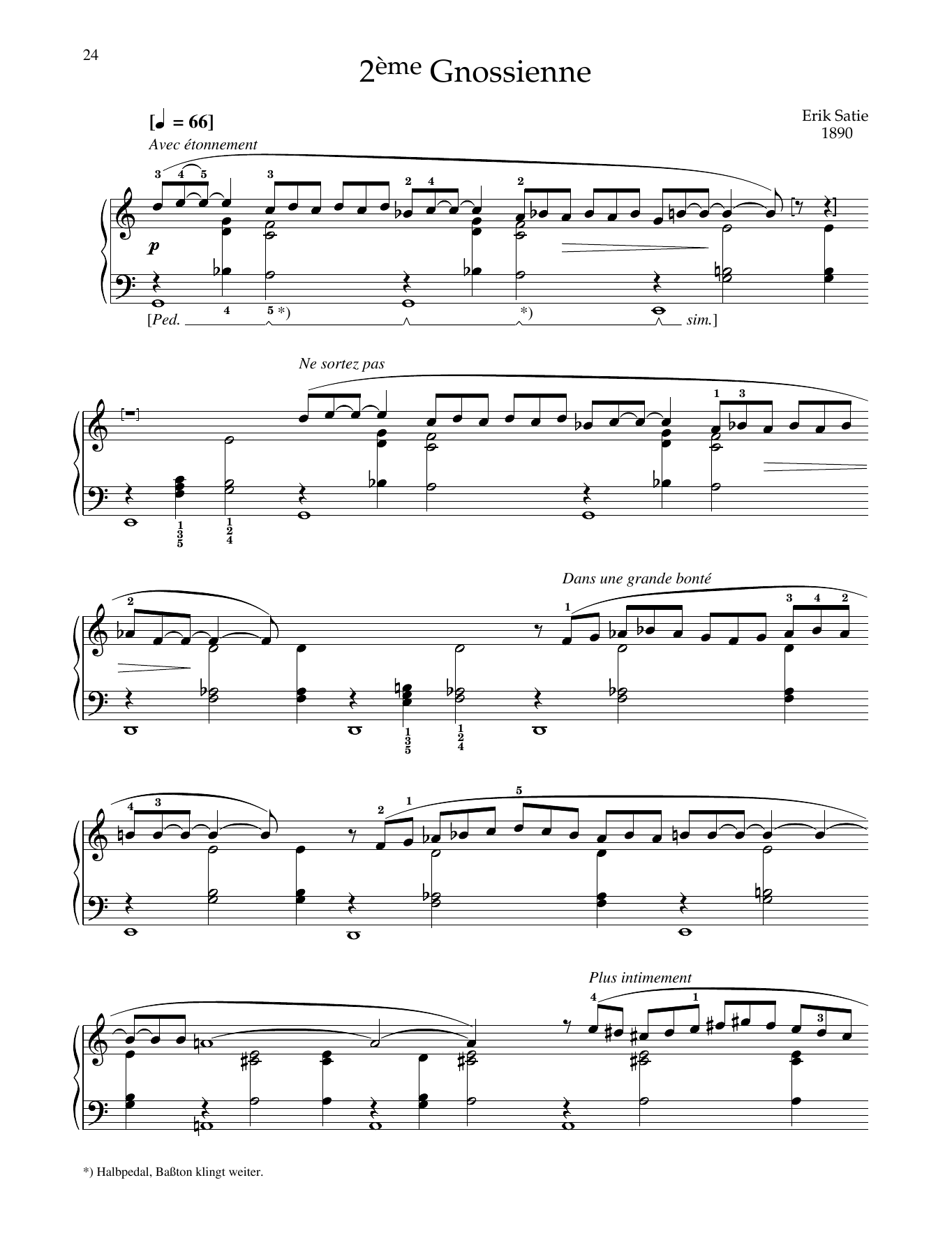 Erik Satie 2eme Gnossienne Sheet Music Notes & Chords for Piano Solo - Download or Print PDF