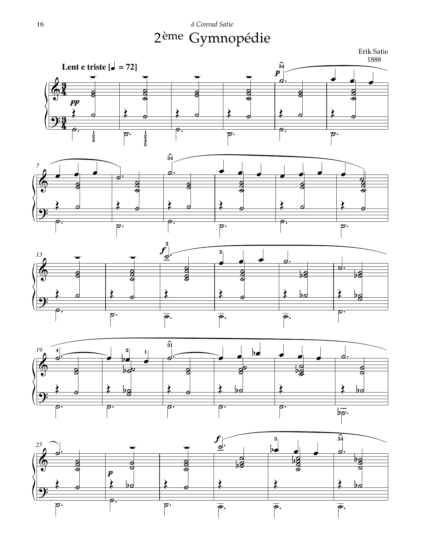 Erik Satie 2eme Gymnopedie Sheet Music Notes & Chords for Piano Solo - Download or Print PDF