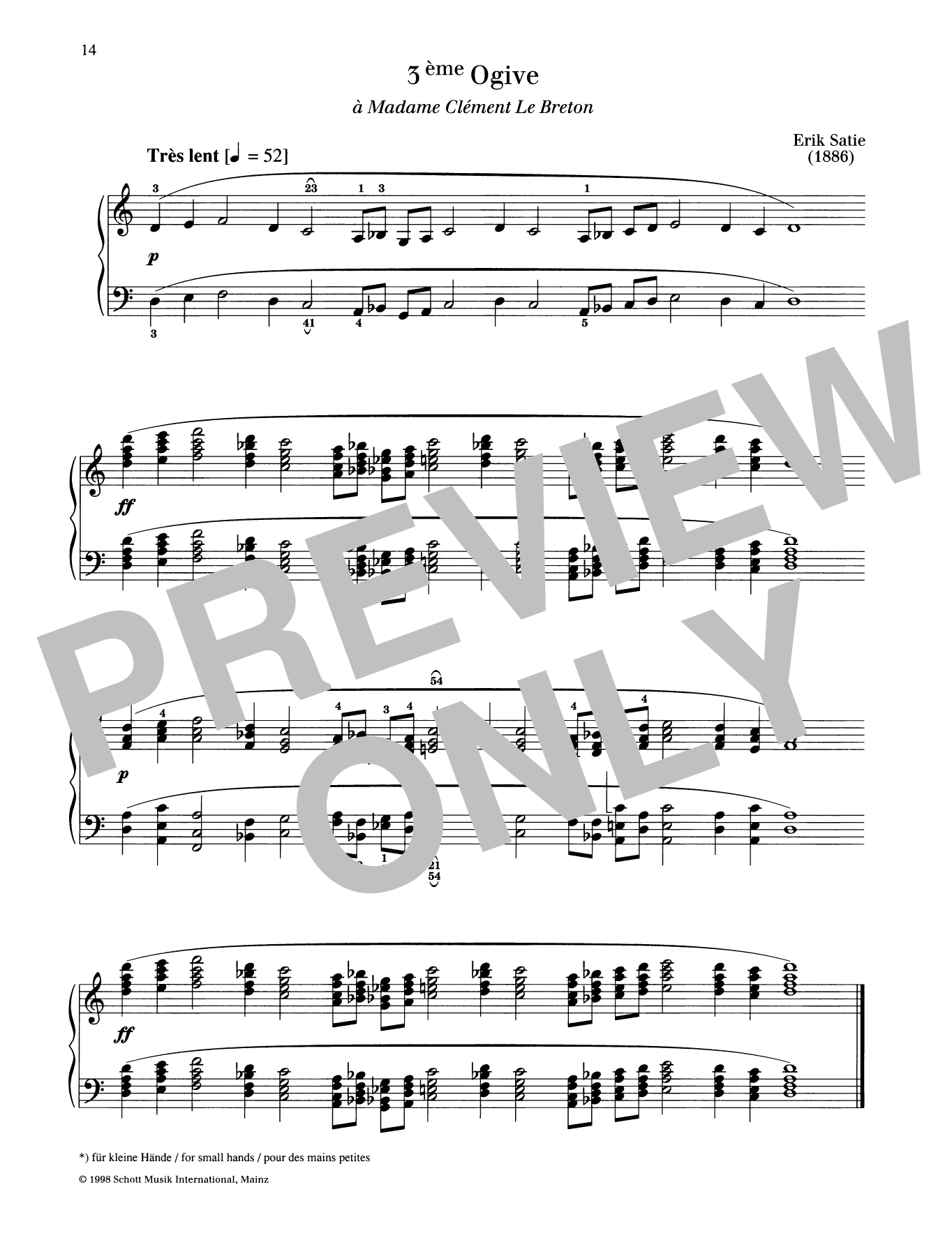 Erik Satie 3ème Ogive Sheet Music Notes & Chords for Piano Solo - Download or Print PDF
