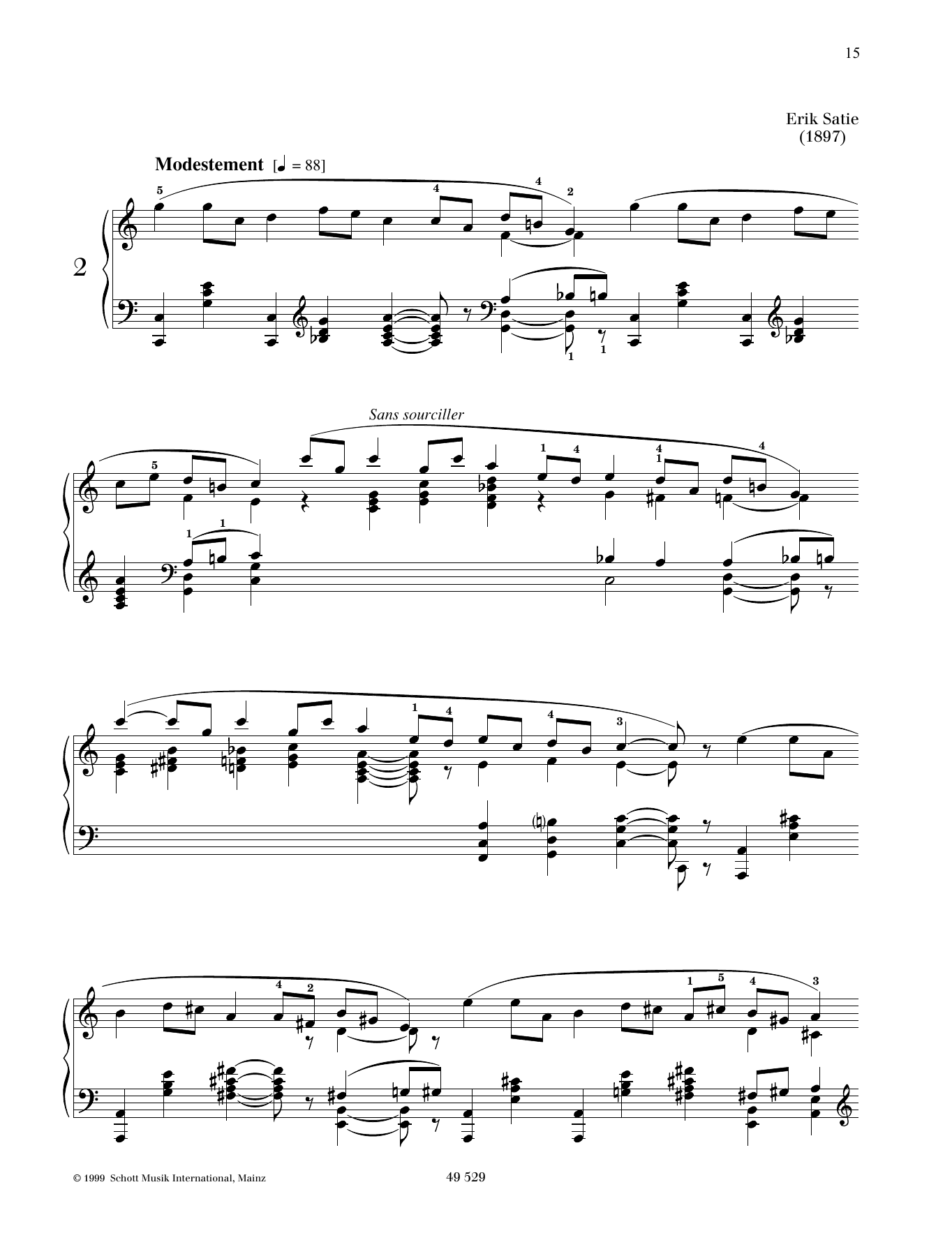 Erik Satie Air à faire fuir No. 2 Sheet Music Notes & Chords for Piano Solo - Download or Print PDF