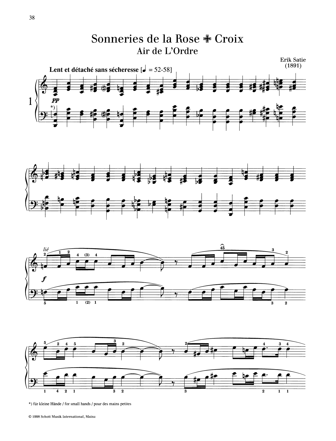 Erik Satie Air de L'Ordre Sheet Music Notes & Chords for Piano Solo - Download or Print PDF