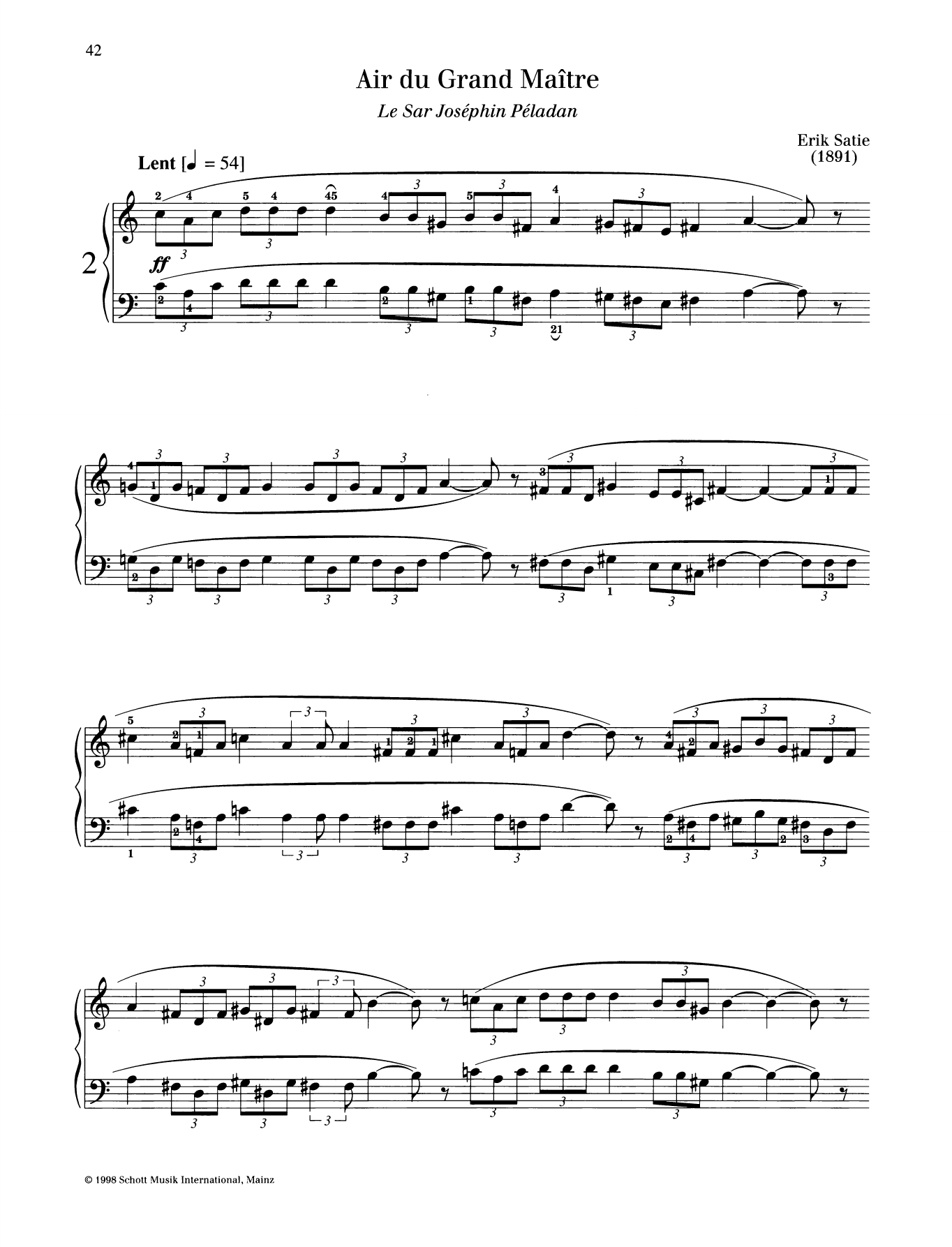 Erik Satie Air du Grand Maitre Sheet Music Notes & Chords for Piano Solo - Download or Print PDF