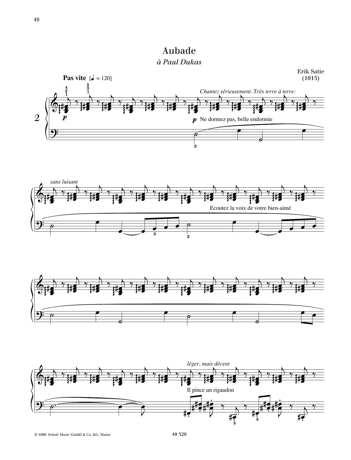 Erik Satie Aubade Sheet Music Notes & Chords for Piano Solo - Download or Print PDF