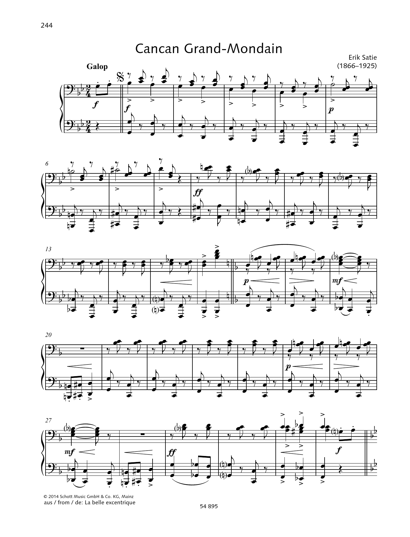 Erik Satie Cancan Grand-Mondain Sheet Music Notes & Chords for Piano Duet - Download or Print PDF Erik Satie Cancan Grand-Mondain Sheet Music Notes & Chords for Piano Duet - Download or Print PDF