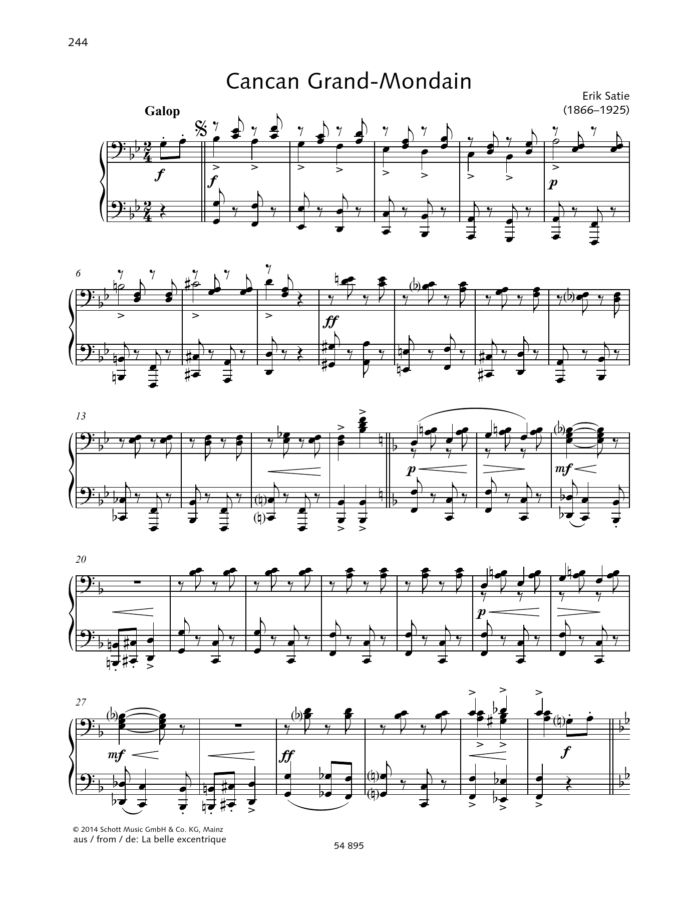 Erik Satie Cancan Grand-Mondain Sheet Music Notes & Chords for Piano Duet - Download or Print PDF
