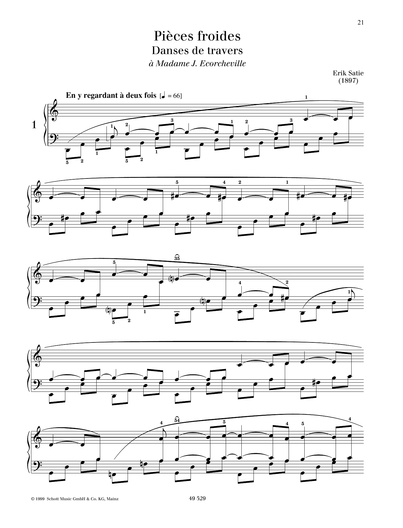 Erik Satie Danse de travers No. 1 Sheet Music Notes & Chords for Piano Solo - Download or Print PDF