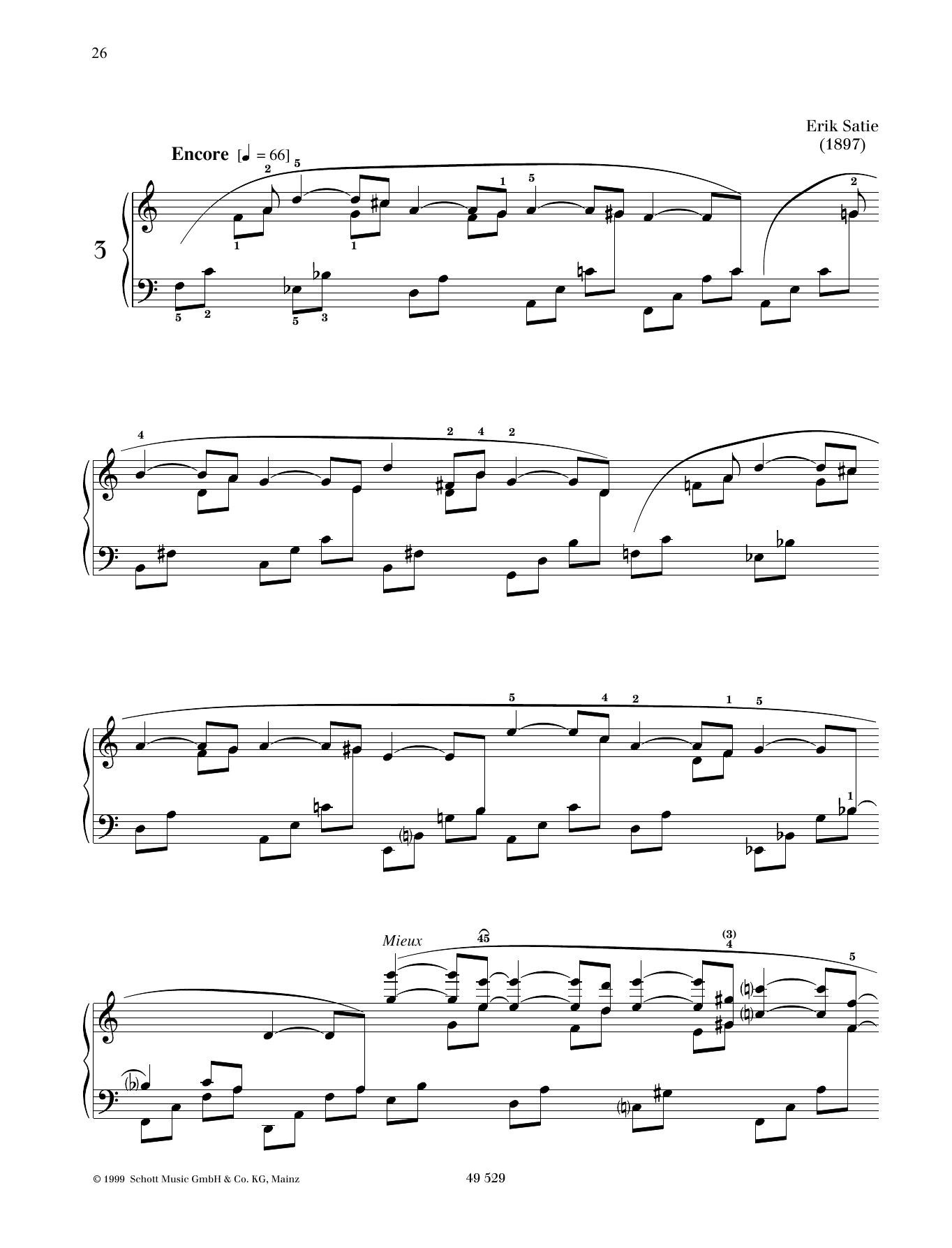 Erik Satie Danse de travers No. 3 Sheet Music Notes & Chords for Piano Solo - Download or Print PDF