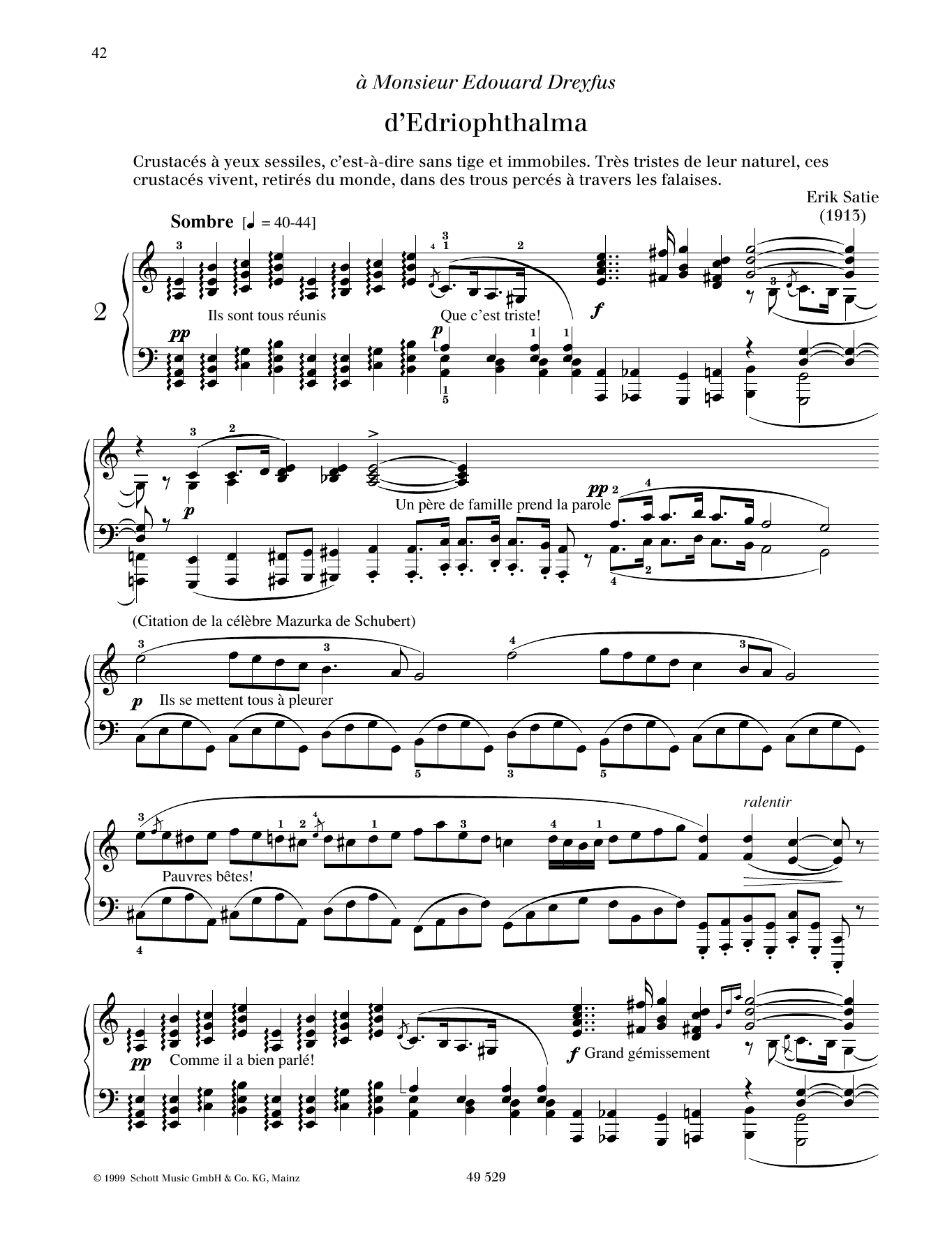 Erik Satie d'Edriophthalma Sheet Music Notes & Chords for Piano Solo - Download or Print PDF