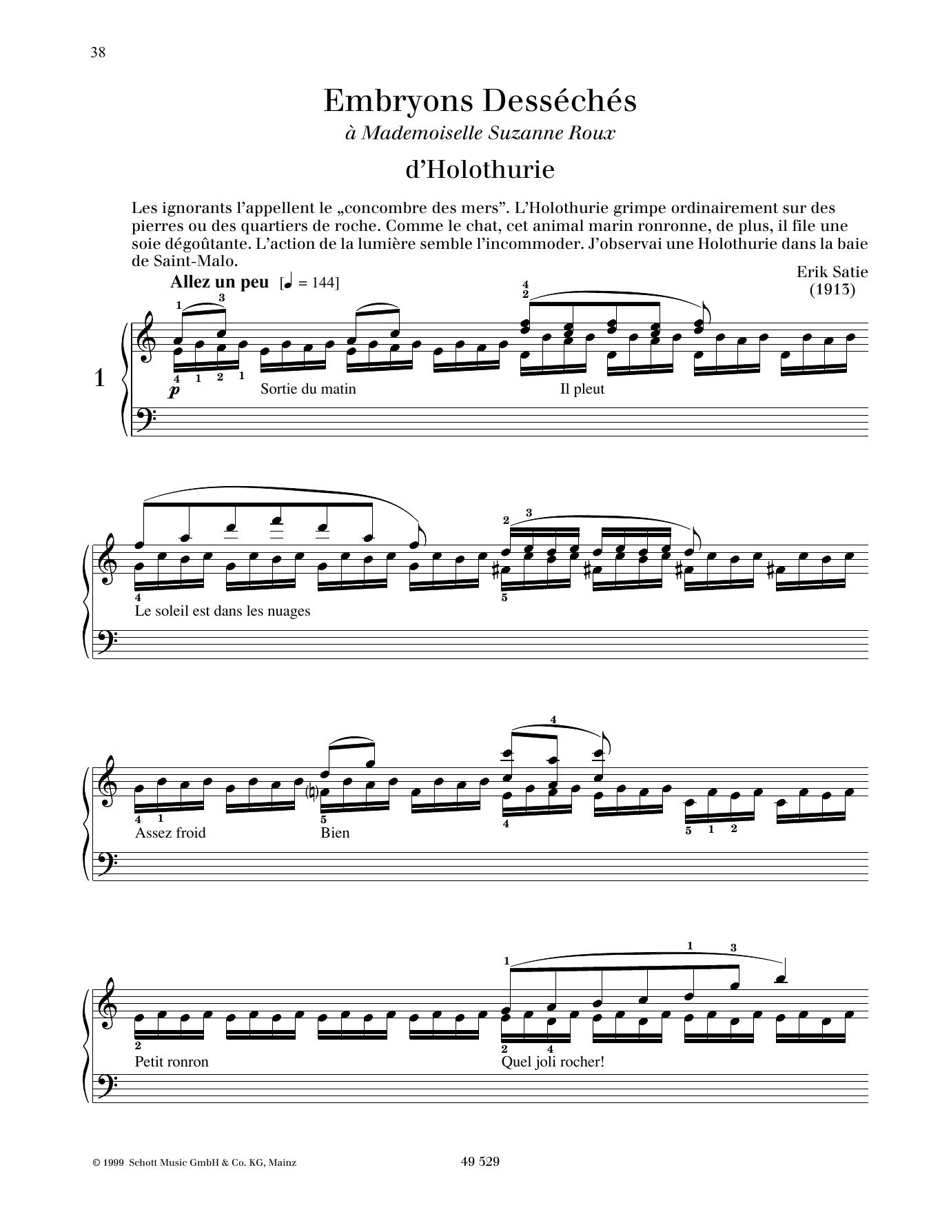 Erik Satie d'Holothurie Sheet Music Notes & Chords for Piano Solo - Download or Print PDF