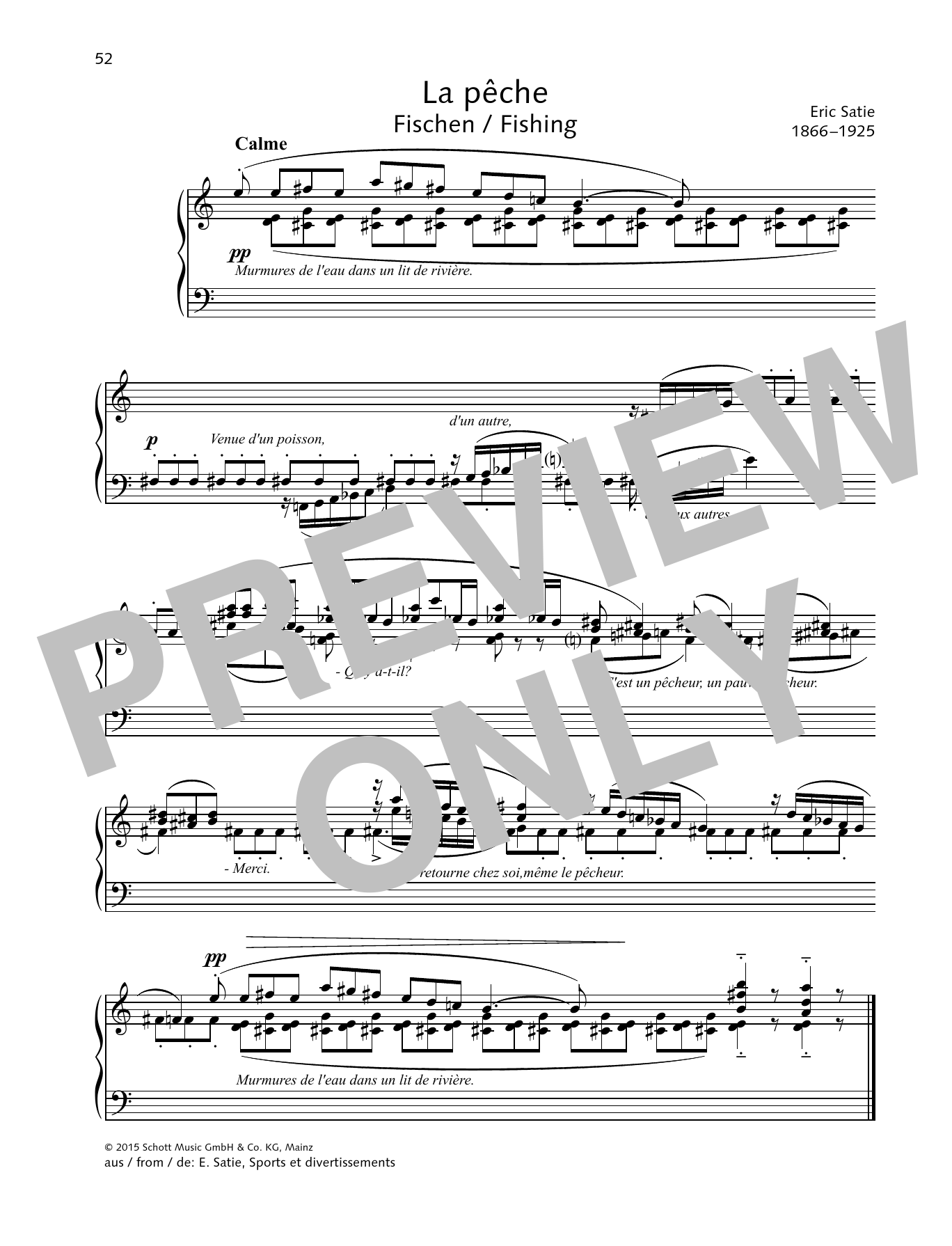 Erik Satie Fishing Sheet Music Notes & Chords for Piano Solo - Download or Print PDF