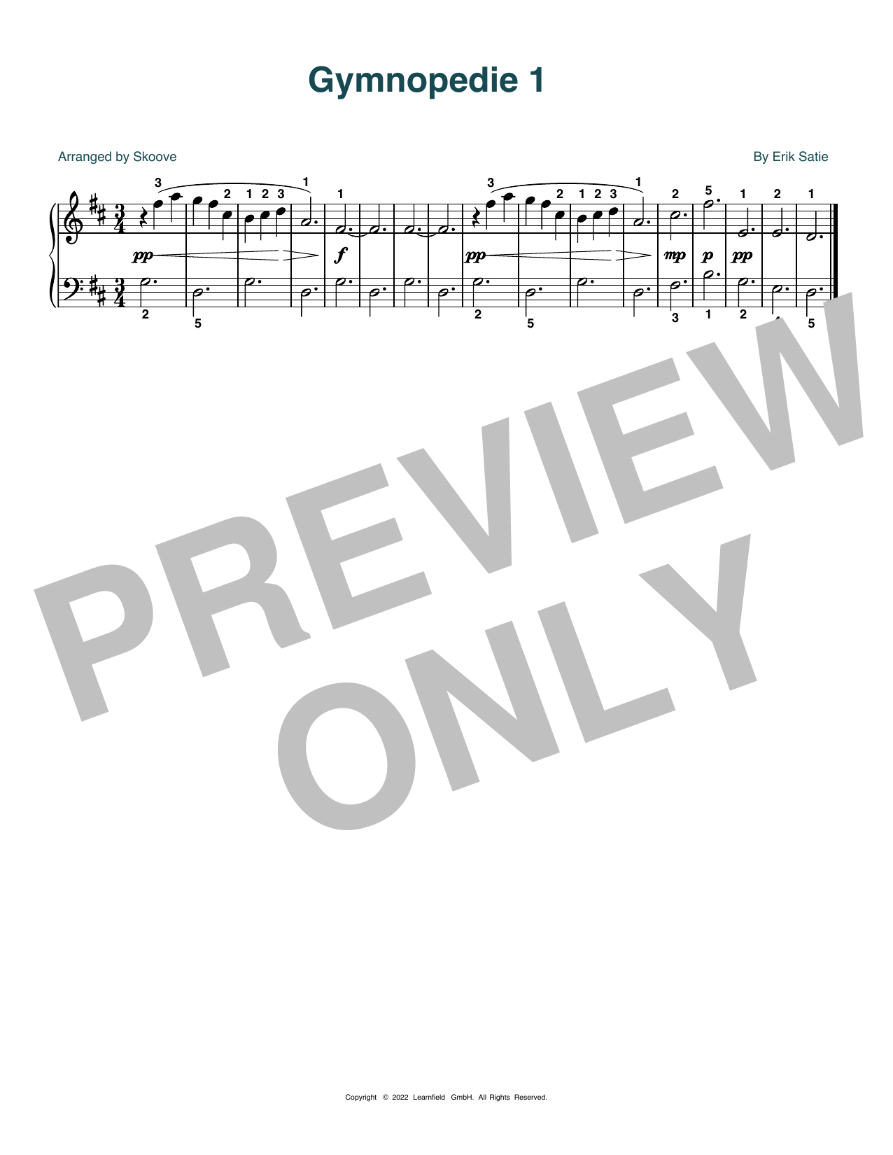 Erik Satie Gymnopedie No. 1 (arr. Skoove) Sheet Music Notes & Chords for Beginner Piano (Abridged) - Download or Print PDF