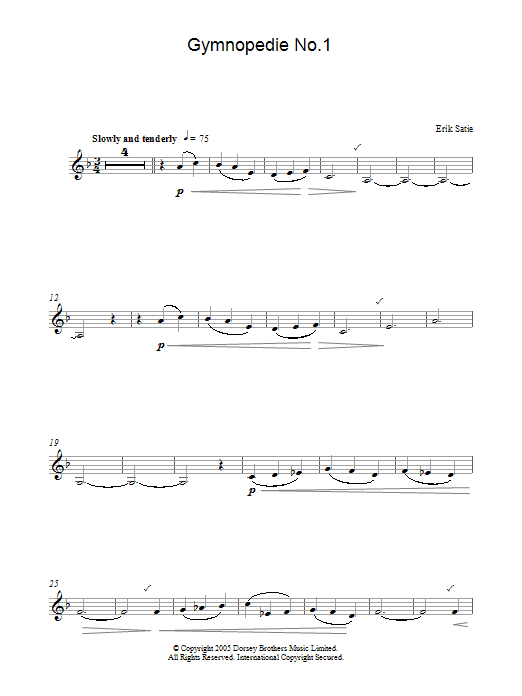 Erik Satie Gymnopédie No. 1 Sheet Music Notes & Chords for Woodwind Solo - Download or Print PDF
