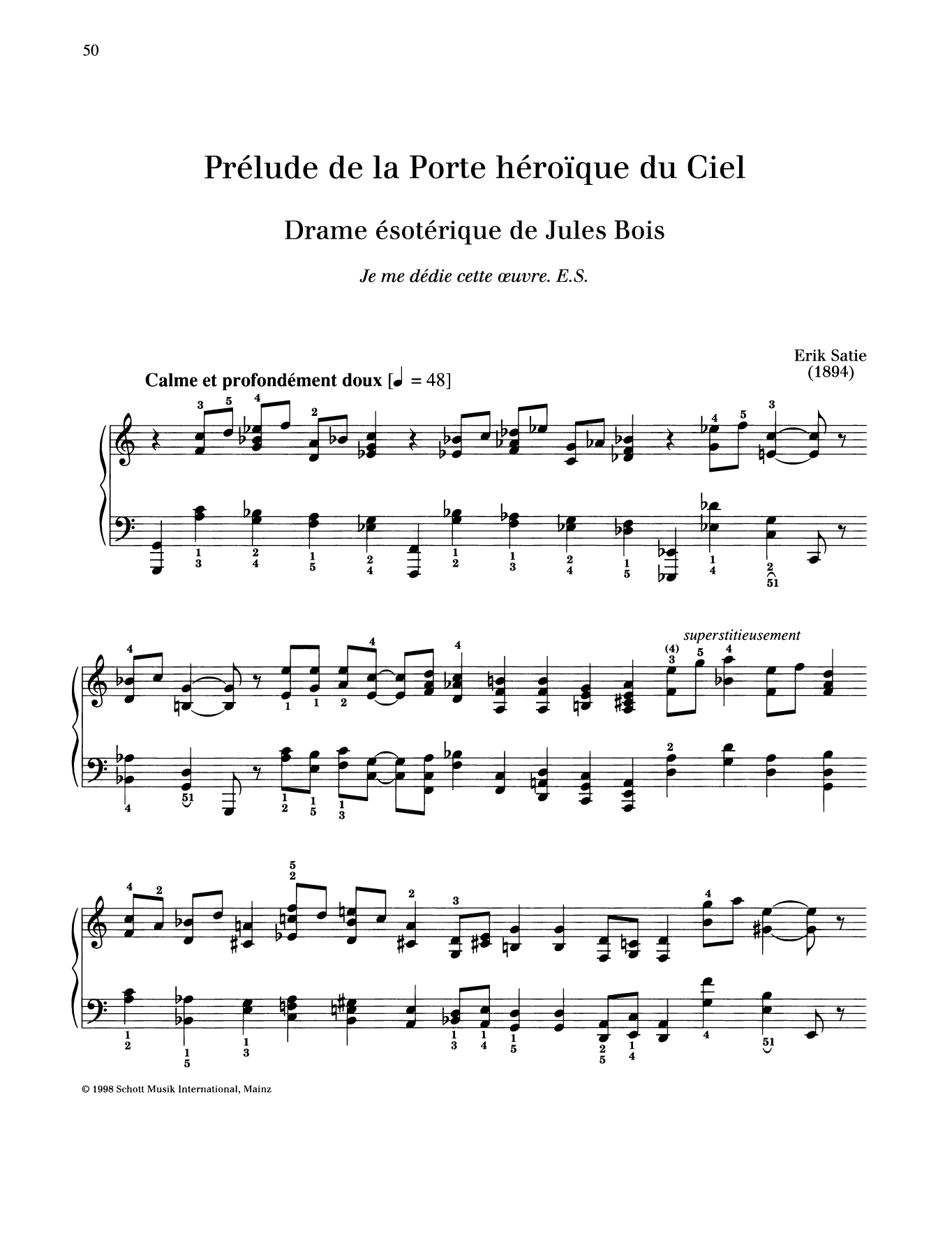 Erik Satie Prelude de la Porte heroique du Ciel Sheet Music Notes & Chords for Piano Solo - Download or Print PDF