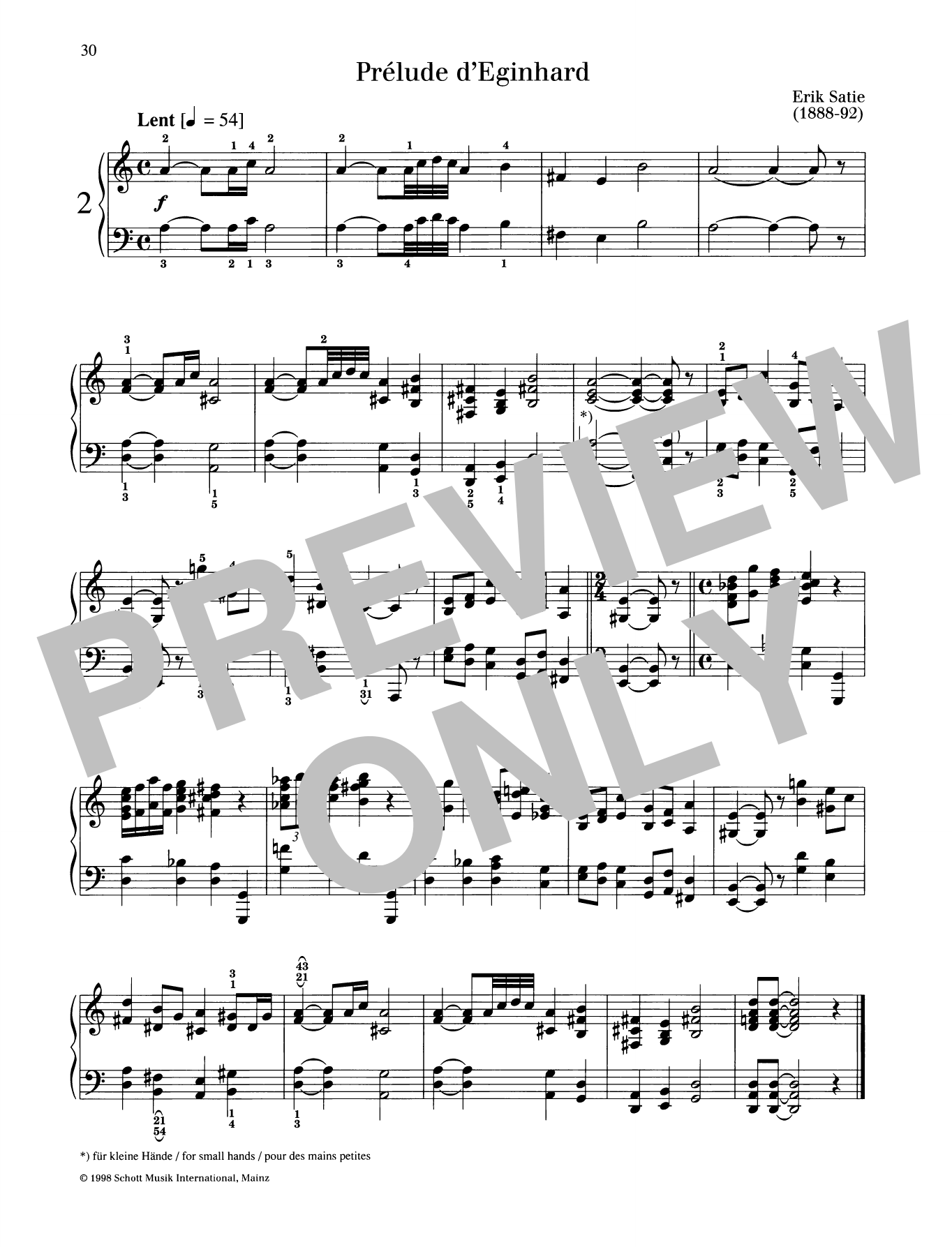 Erik Satie Prelude d'Eginhard Sheet Music Notes & Chords for Piano Solo - Download or Print PDF