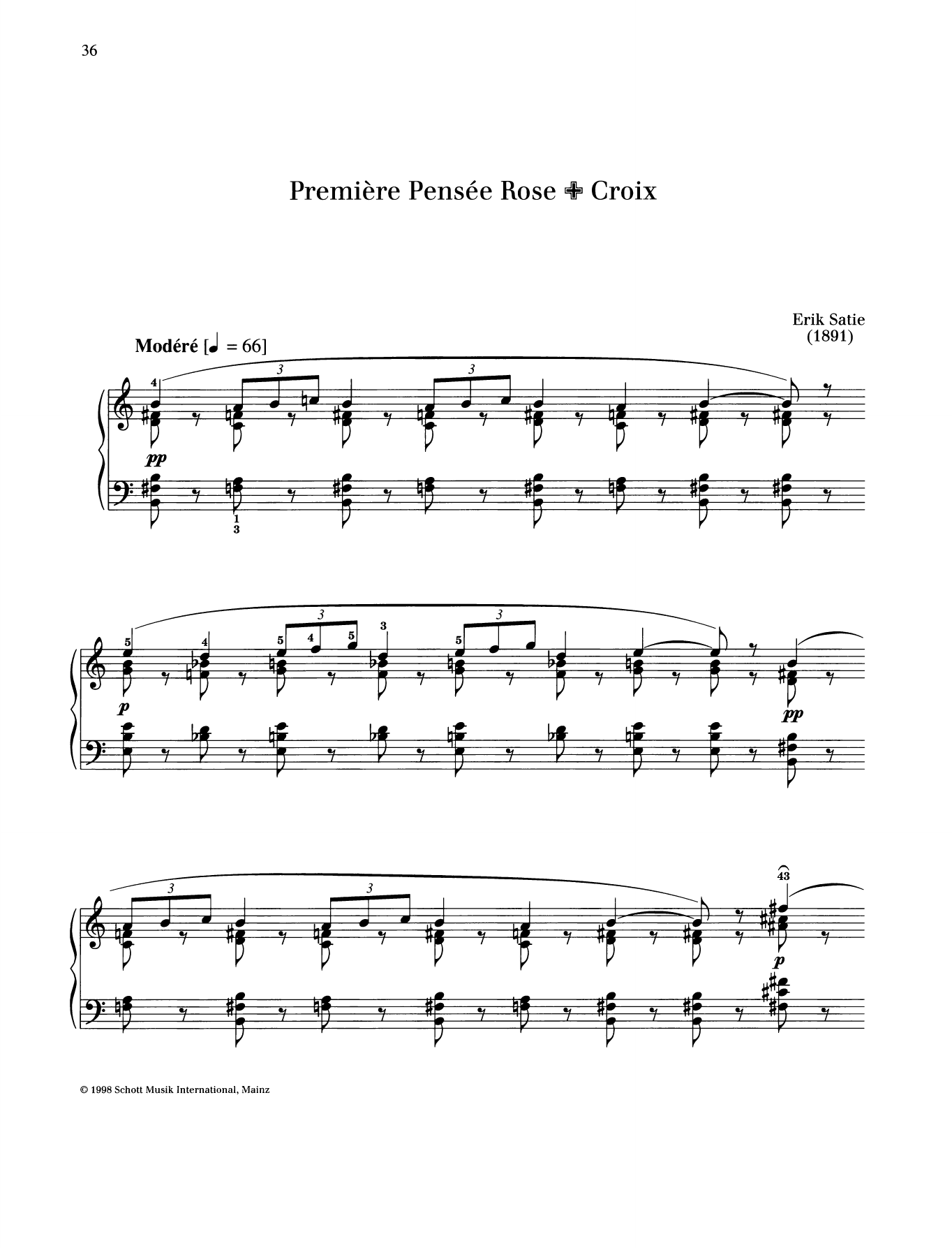 Erik Satie Premiere Pensee Rose-Croix Sheet Music Notes & Chords for Piano Solo - Download or Print PDF