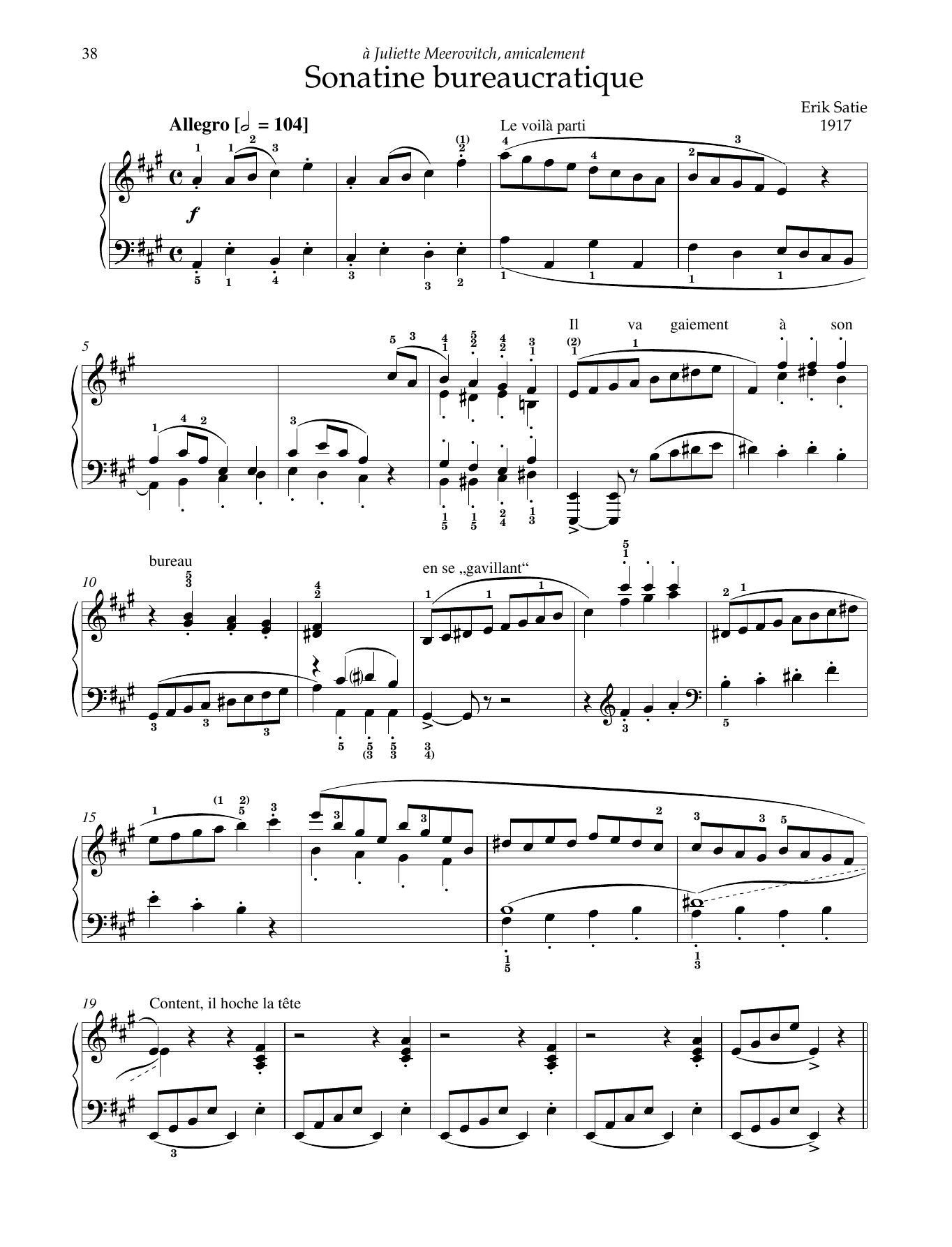 Erik Satie Sonatine bureaucratique Sheet Music Notes & Chords for Piano Solo - Download or Print PDF