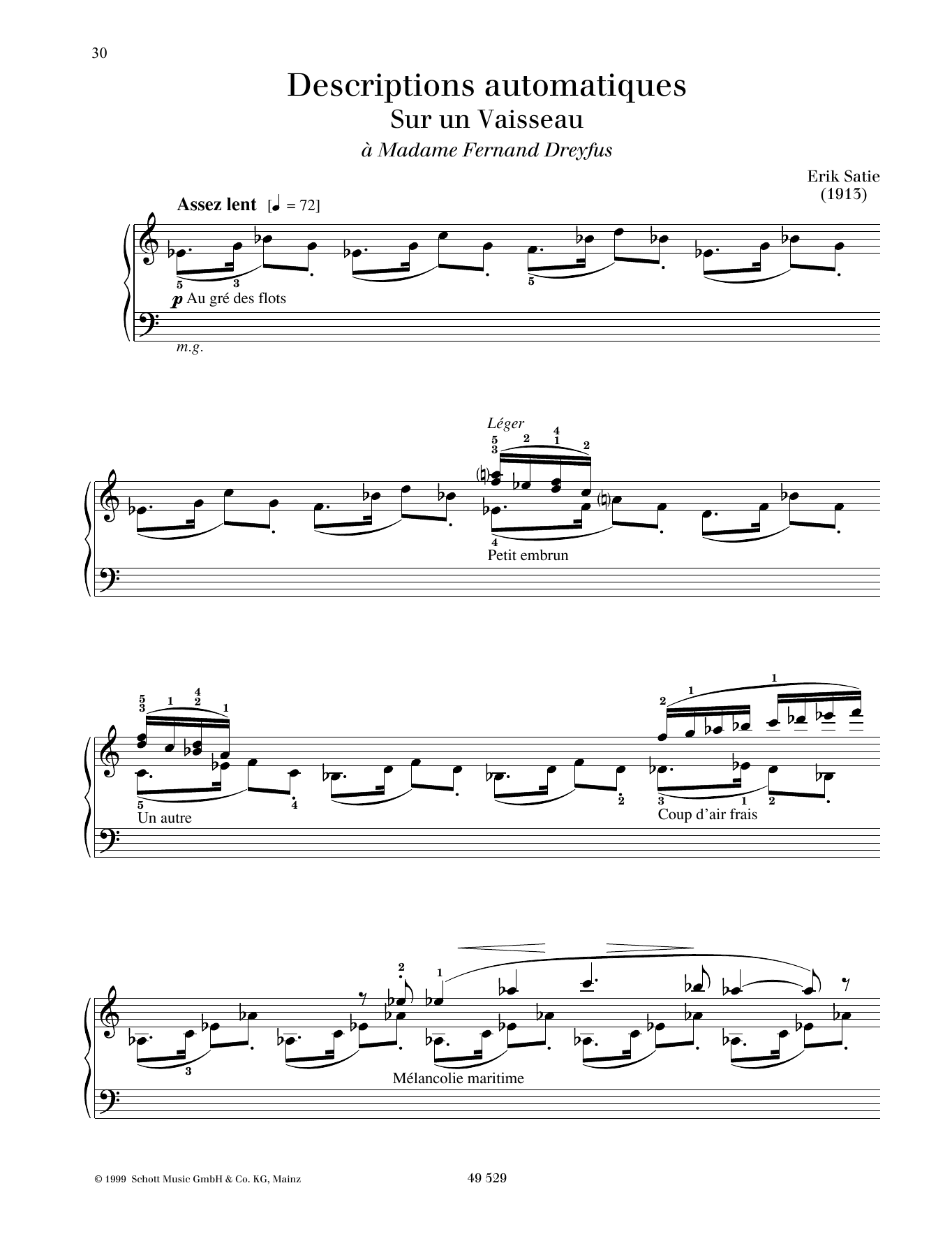 Erik Satie Sur un Vaisseau Sheet Music Notes & Chords for Piano Solo - Download or Print PDF