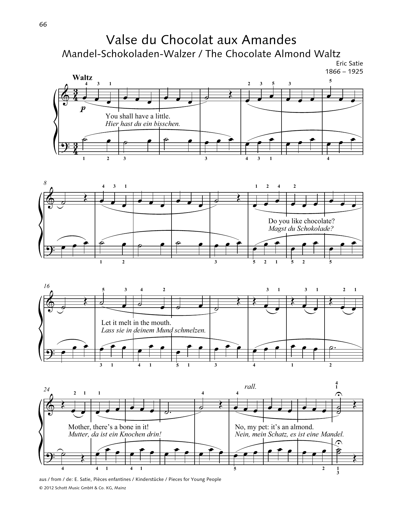 Erik Satie The Chocolate Almond Waltz Sheet Music Notes & Chords for Piano Solo - Download or Print PDF