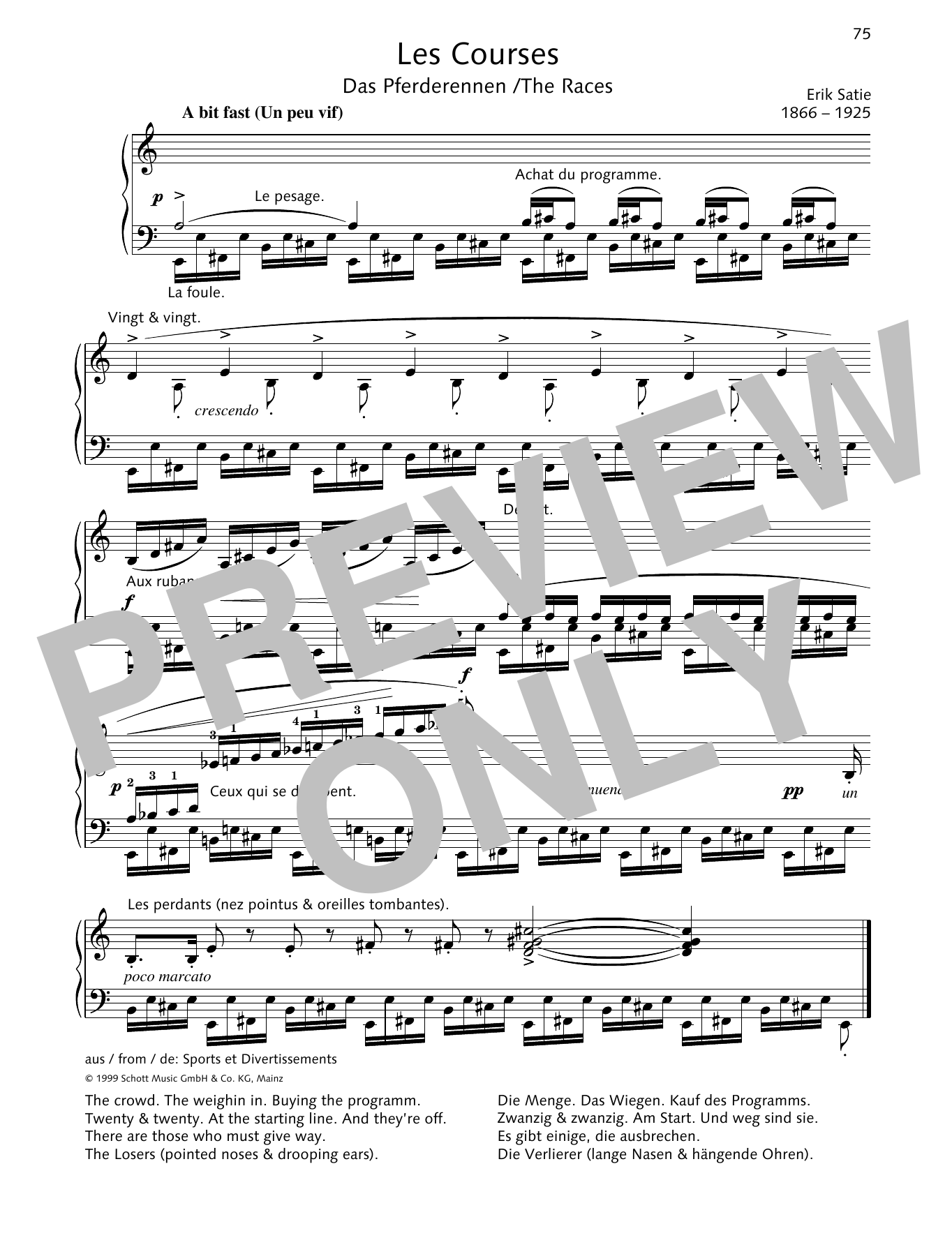 Erik Satie The Races Sheet Music Notes & Chords for Piano Solo - Download or Print PDF