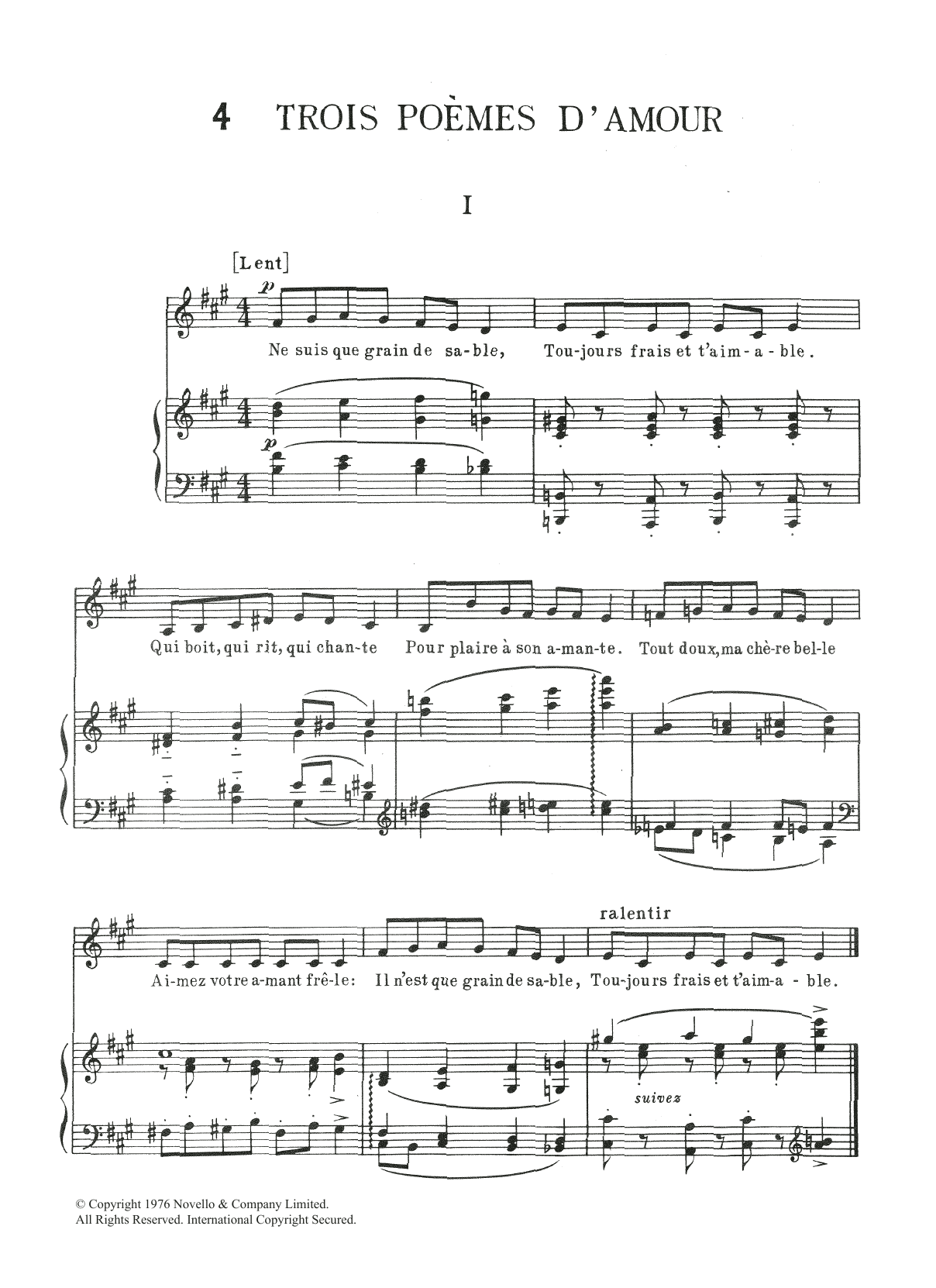 Erik Satie Trois Poemes d'Amour Sheet Music Notes & Chords for Piano - Download or Print PDF