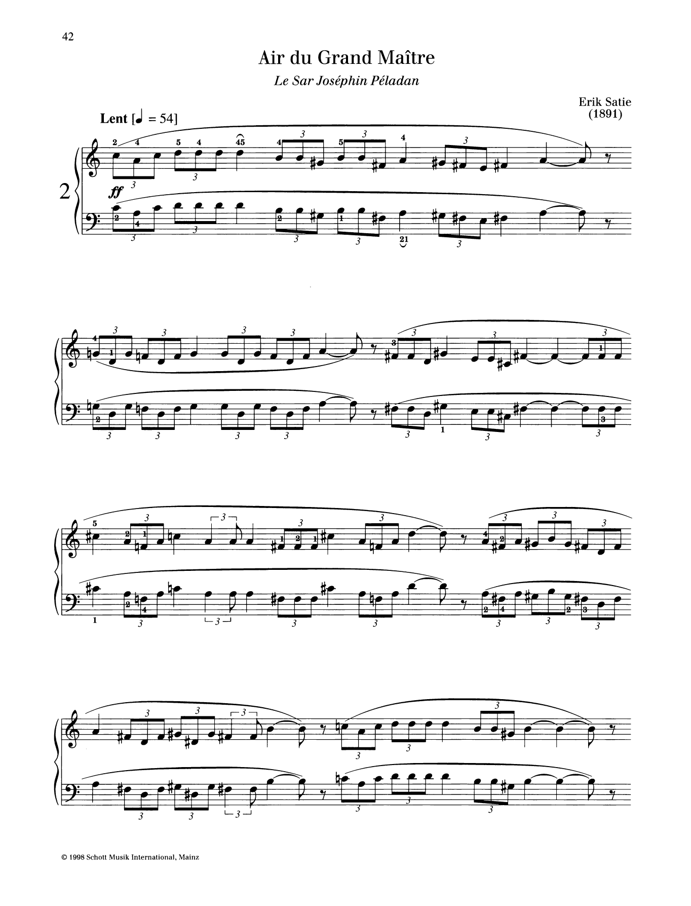 Preview Erik Satie Air du Grand Maitre Classical sheet music, notes and chords for Piano Solo, SKU: 363017 Air du Grand Maitre sheet music