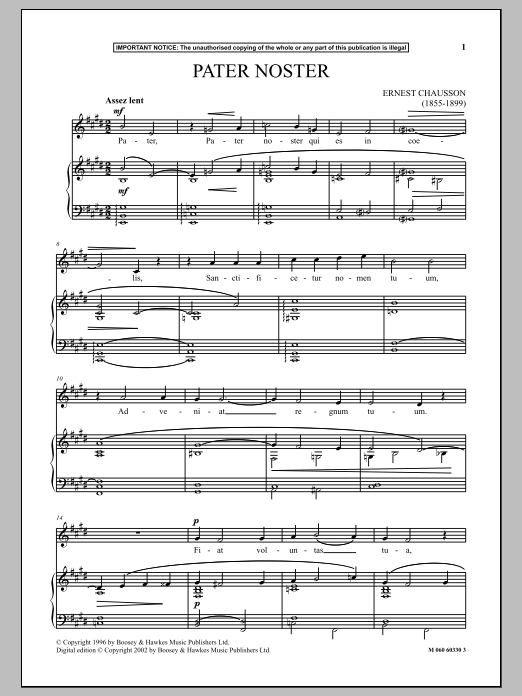 Ernest Chausson Pater Noster Sheet Music Notes & Chords for Piano & Vocal - Download or Print PDF